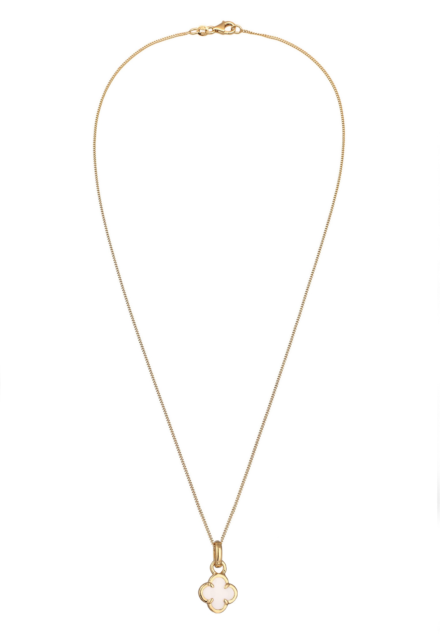 Elli Kette mit Anhänger »Halskette Kleeblatt Emaille Anhänger 925 Sterling Silber vergoldet«