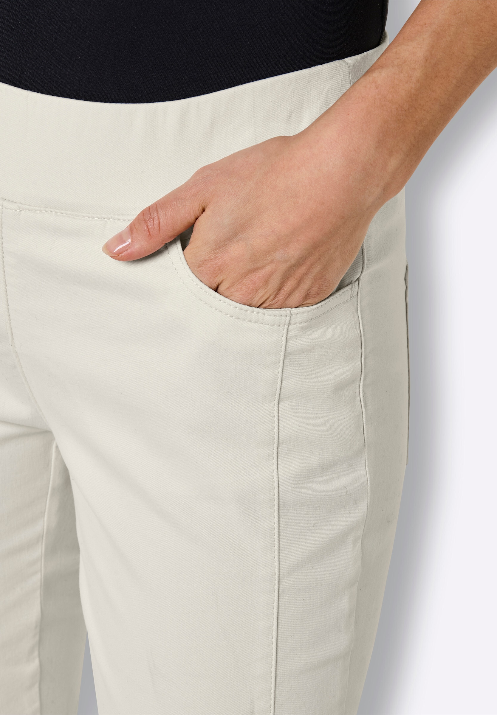 creation L Schlupfjeans »Baumwoll-Lyocell-Jeans Schlupfjeans mit Taschen-Stickerei«