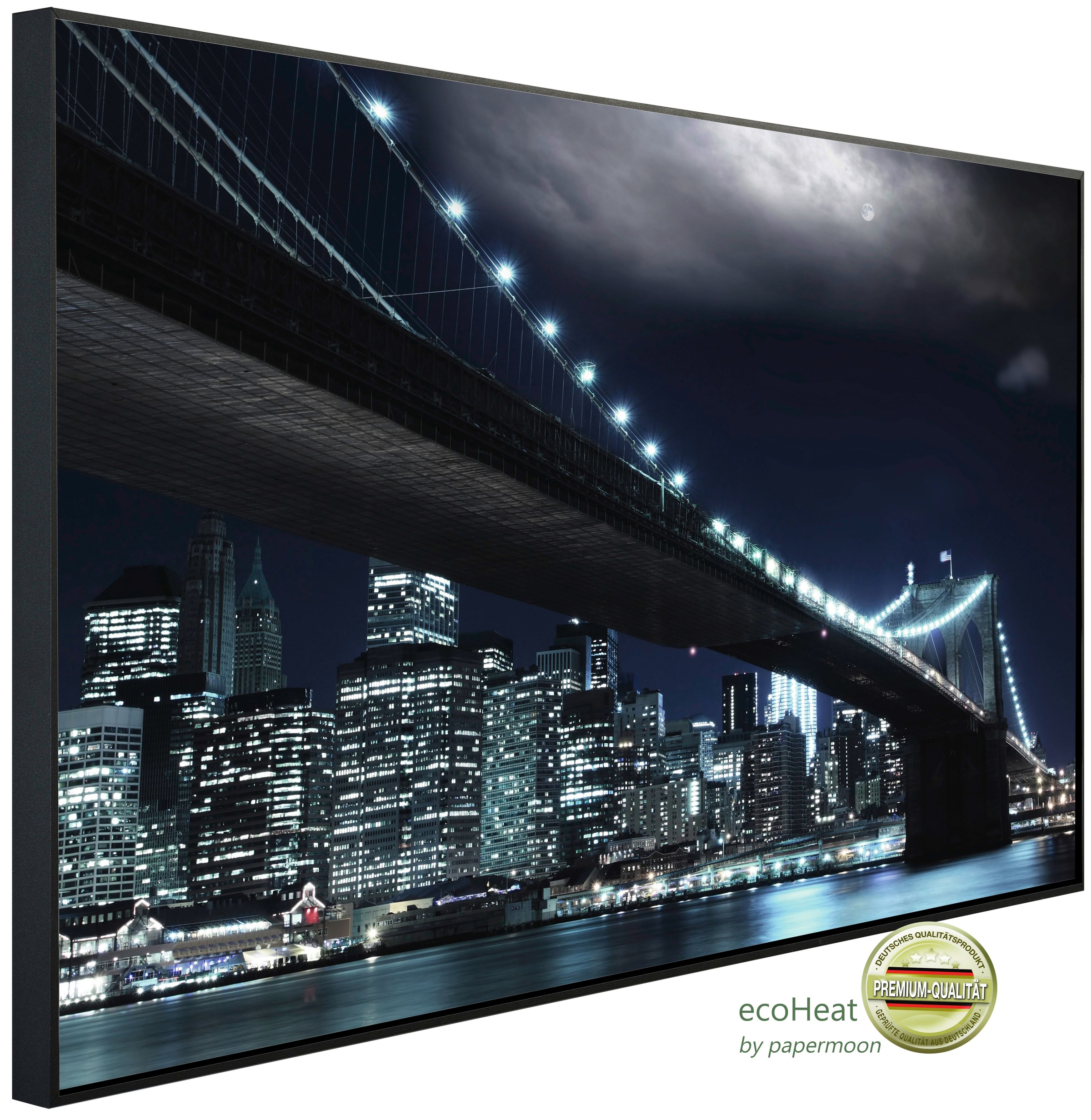 Papermoon Infrarotheizung »EcoHeat - Brooklyn Brücke«, Aluminium, 1200 W, 60x120 cm, mit Rahmen, energiesparendes Heizen für angenehme, gesunde und gleichmäßige Wärme
