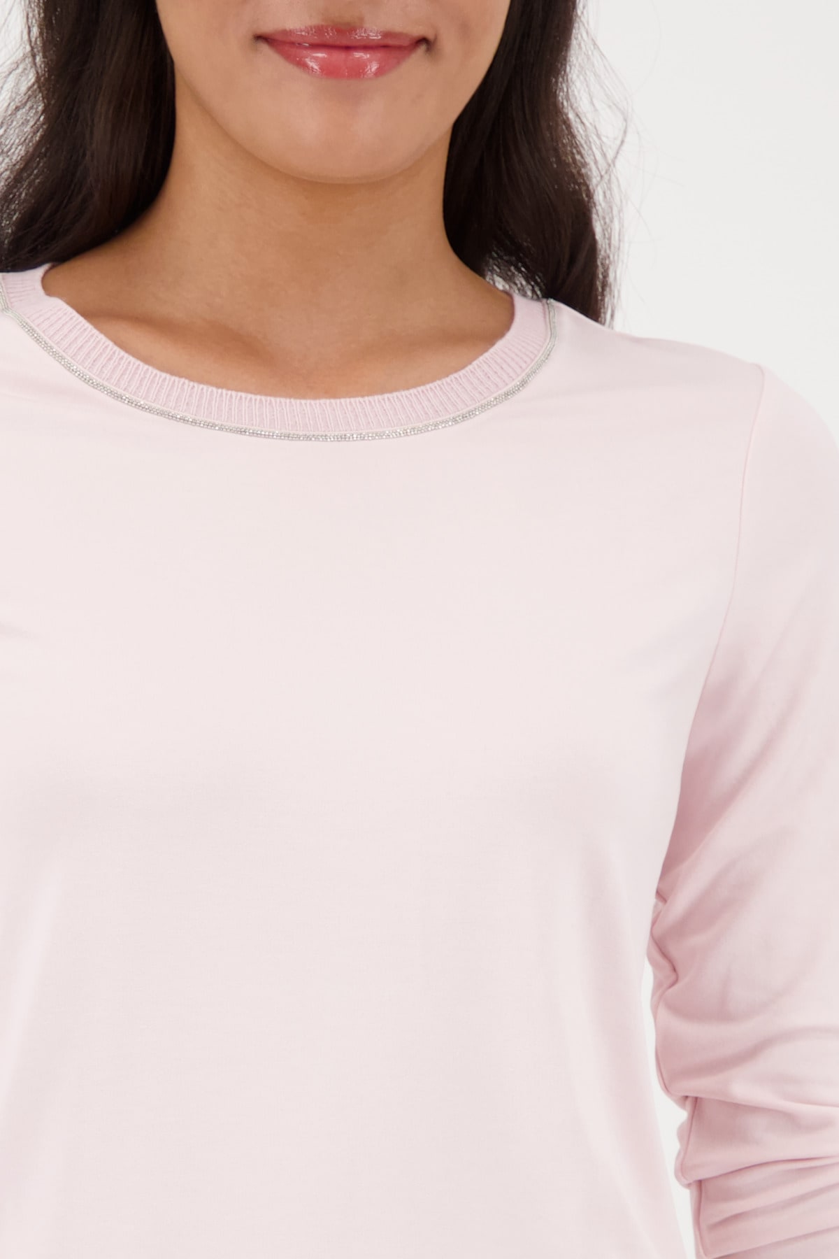 Monari Langarmshirt »Shirt Basic Schmuck Kette« Regular fit mit Rundhalsausschnitt