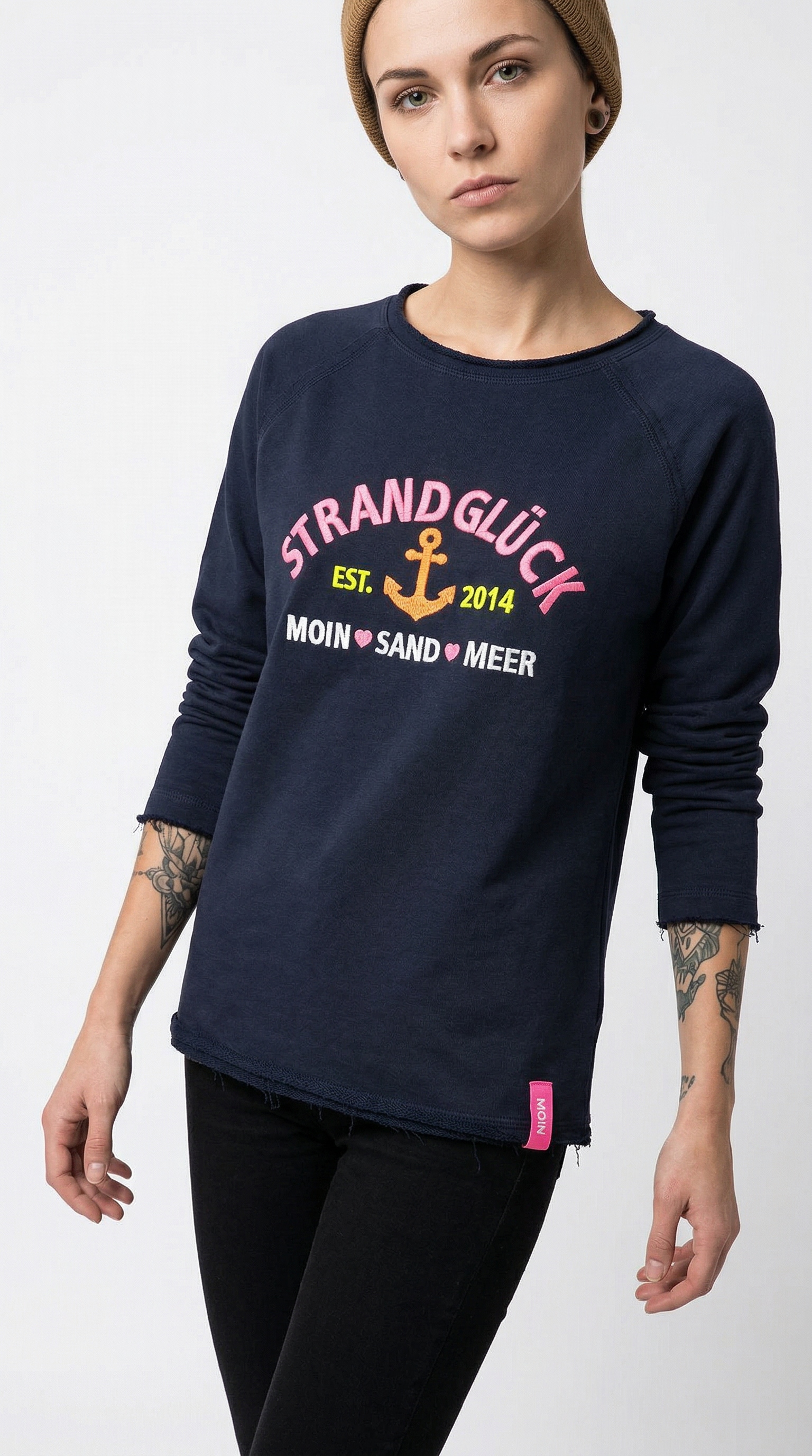 Zwillingsherz Sweatshirt »"Strandglück"«, mit Used-Look Kanten
