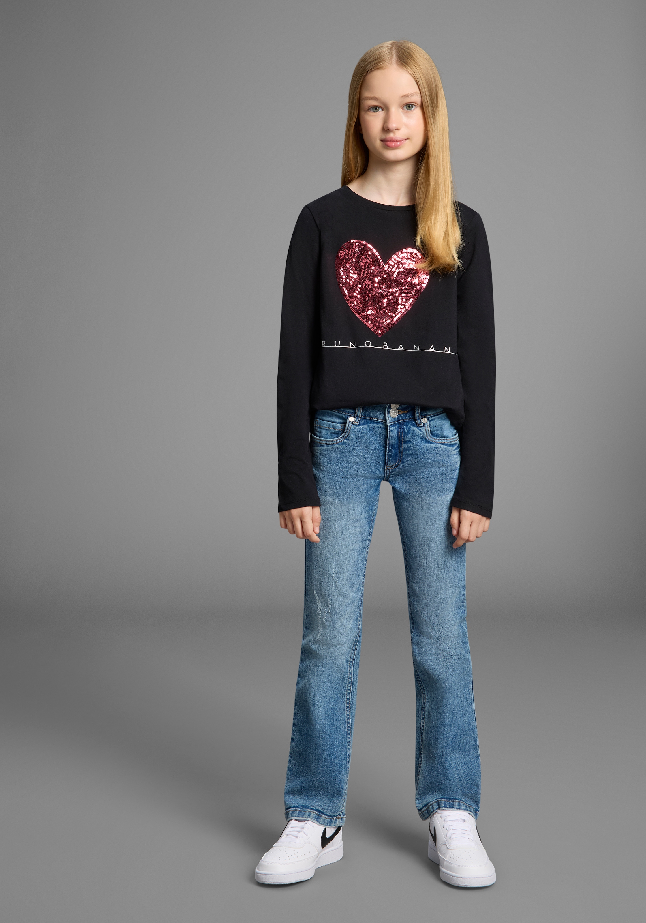 Bruno Banani Langarmshirt »WENDEN-Pailletten - Glitzerherz« NEU! BRUNO BANANI für TEENS. Cooles Paillettenshirt