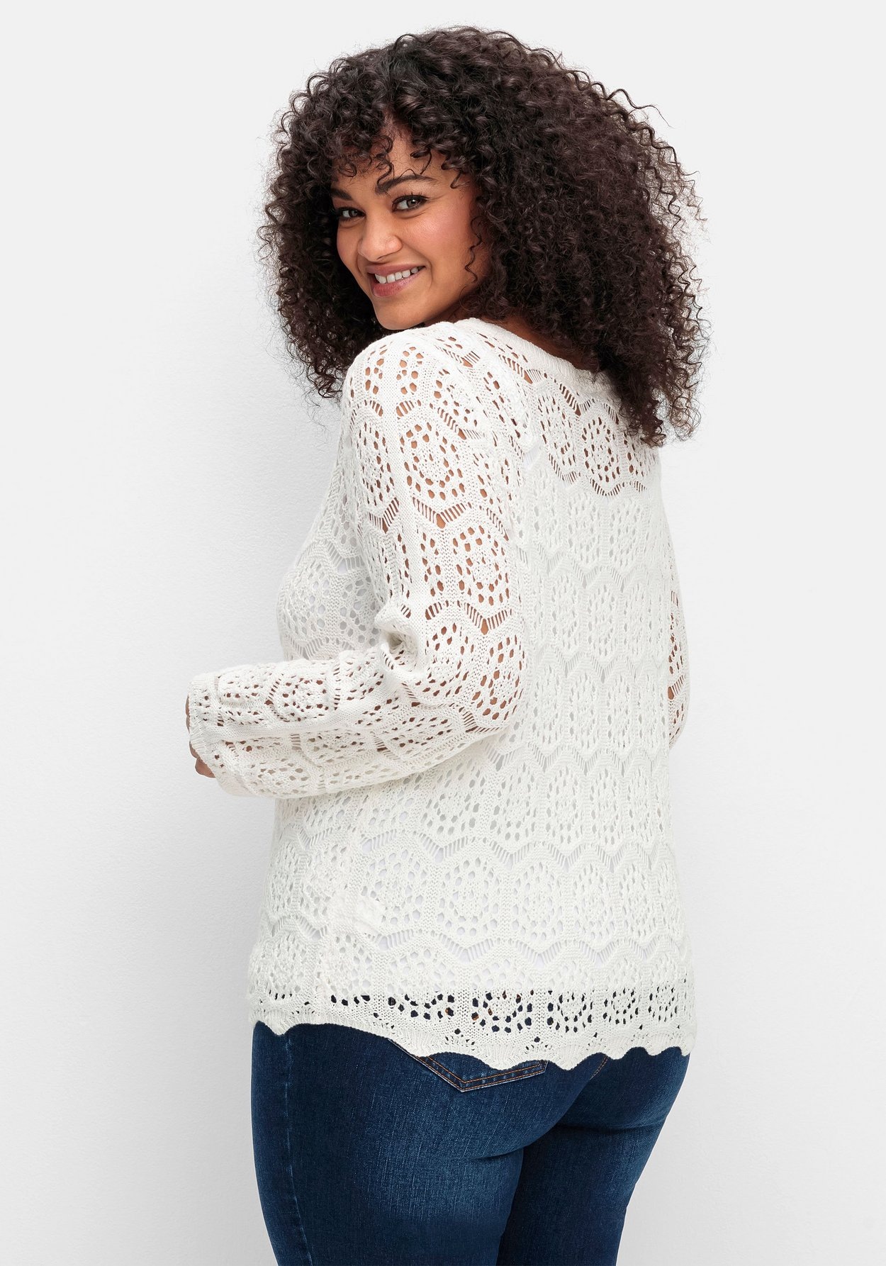 Sheego Strickjacke »Strickjacke aus transparenter Häkelspitze«