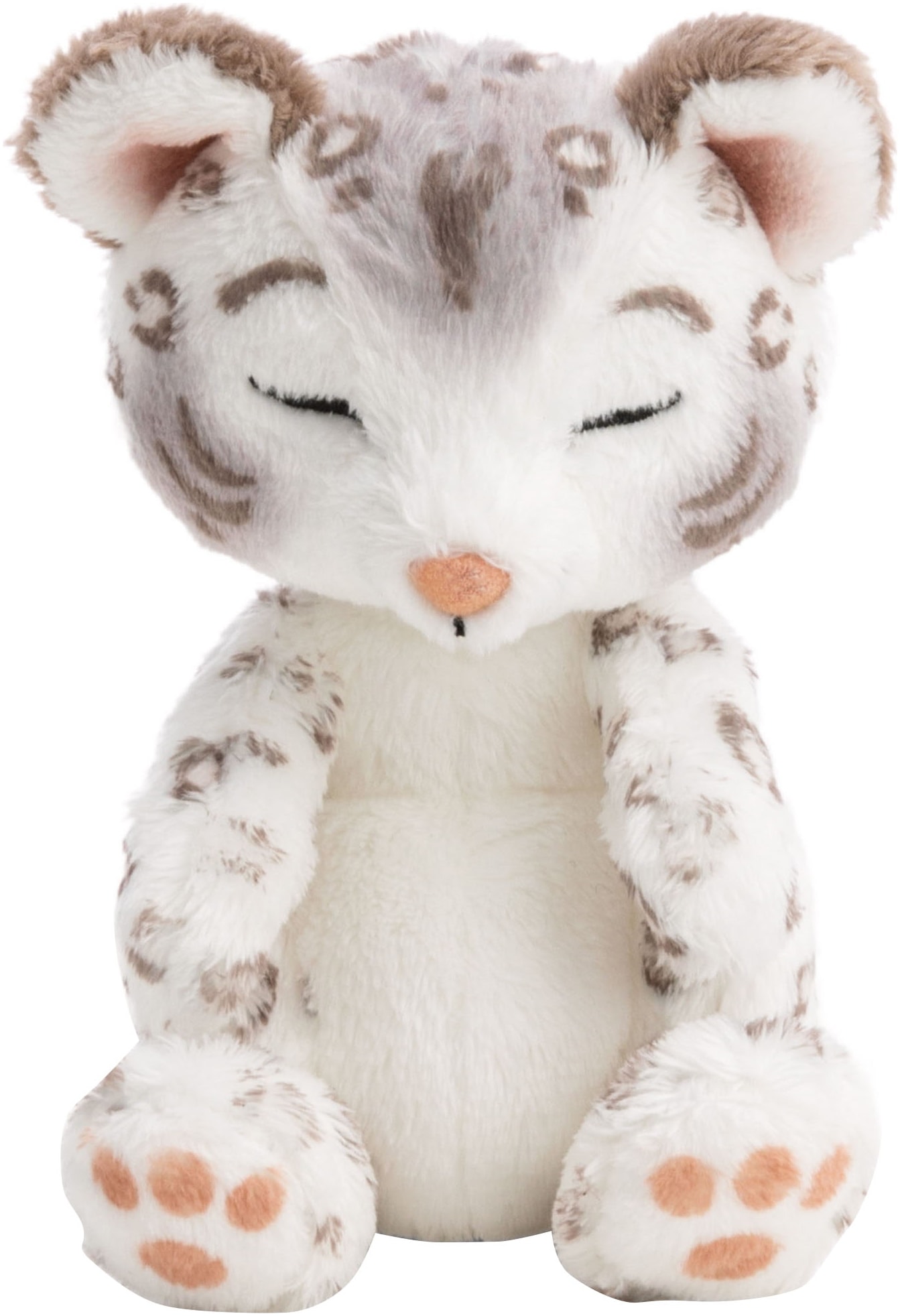 Nici Kuscheltier »Sleeping Pets, Schneeleopard, 12 cm« im Körbchen