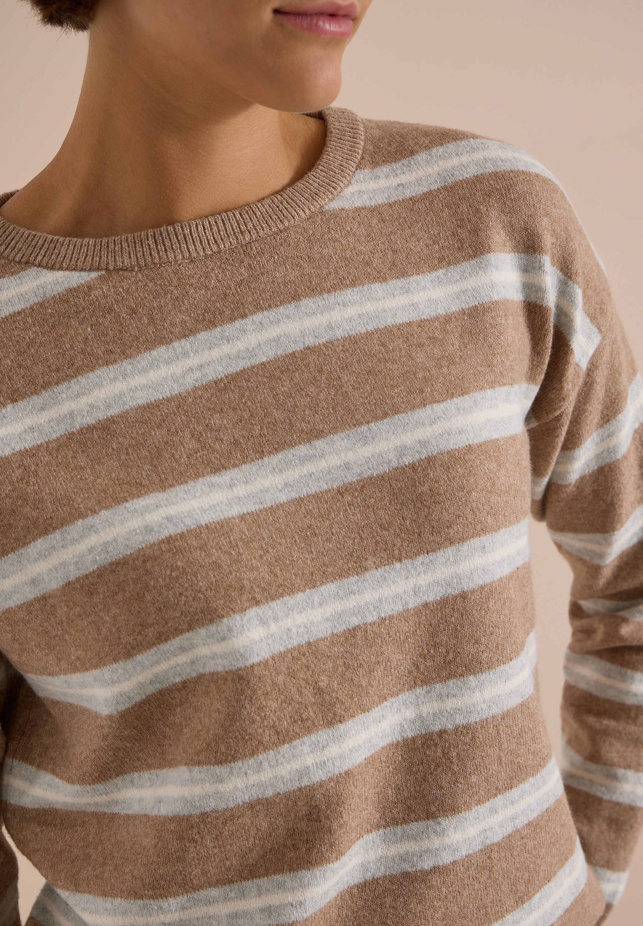 Cecil Strickpullover mit Boat Neck und Streifen
