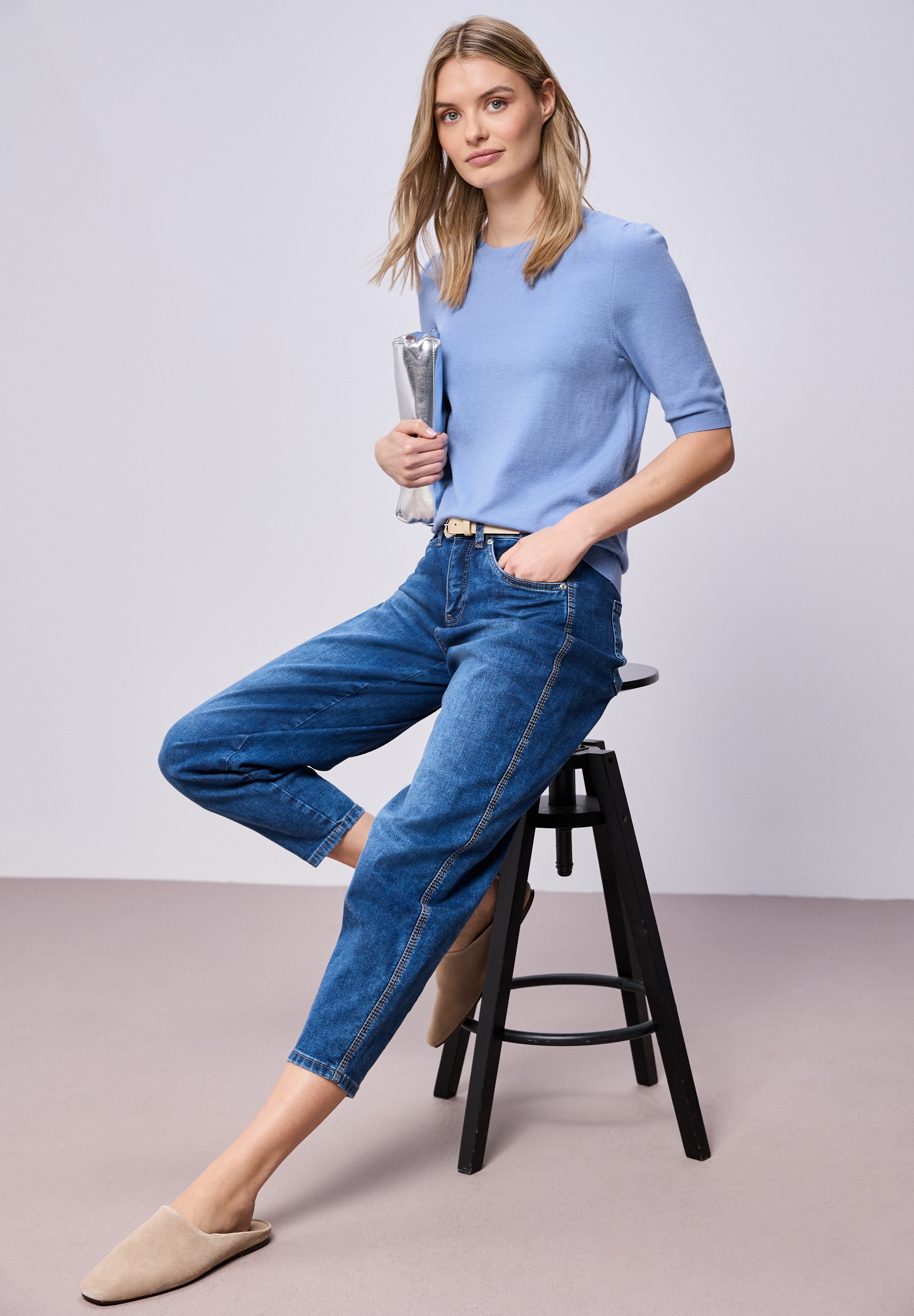 STREET ONE Strickpullover mit kurzen Puffärmeln