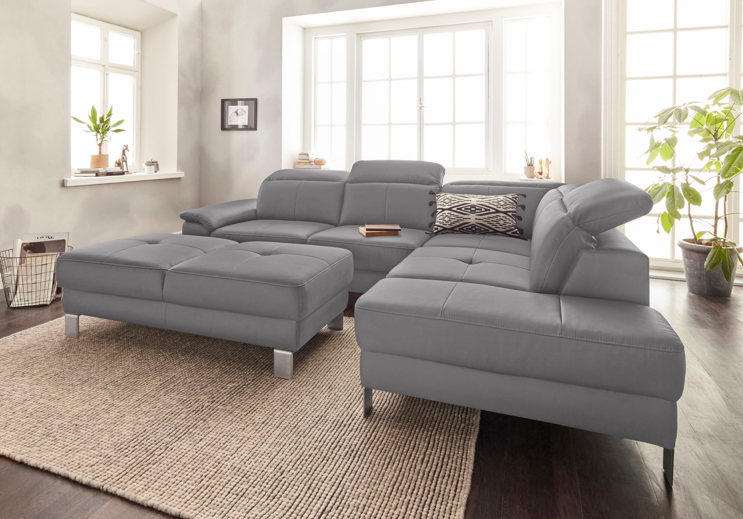 exxpo - sofa fashion Ecksofa »Mantua, L-Form«, mit Kopf- bzw. Rückenverstellung, Bettfunktion u. Bettkasten