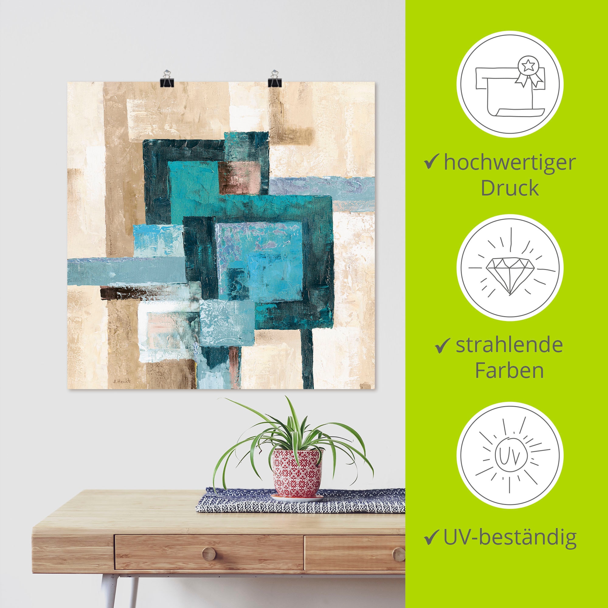 Artland Wandbild »Abstrakte Karos« Muster 1 Stk. tlg. als Leinwandbild, Poster in verschied. Größen