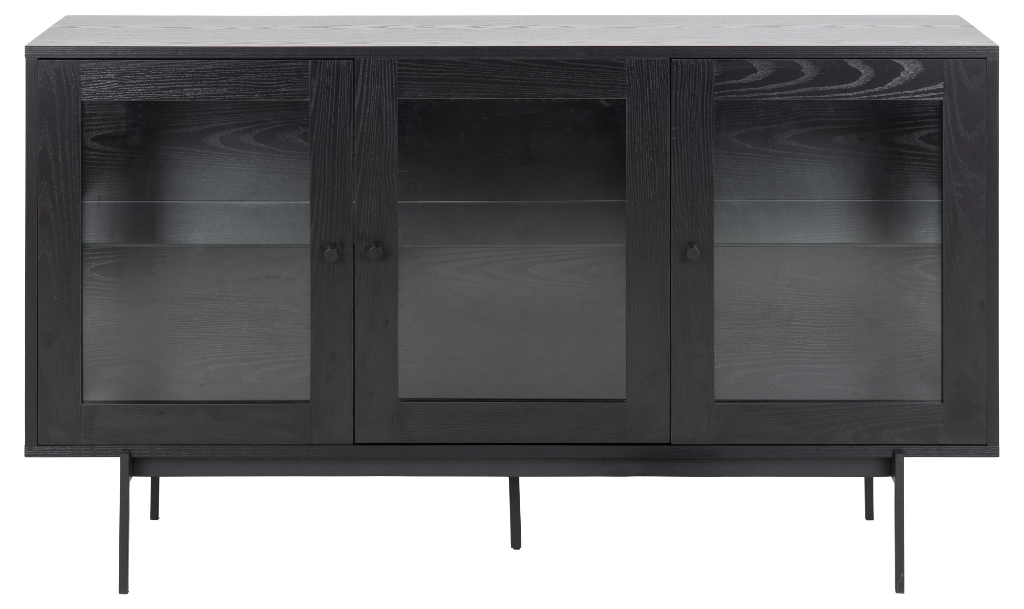 Sideboard »Angus«, Eschenoptik, Metallsockel, 3 Glastüren, 2 Einlegeböden