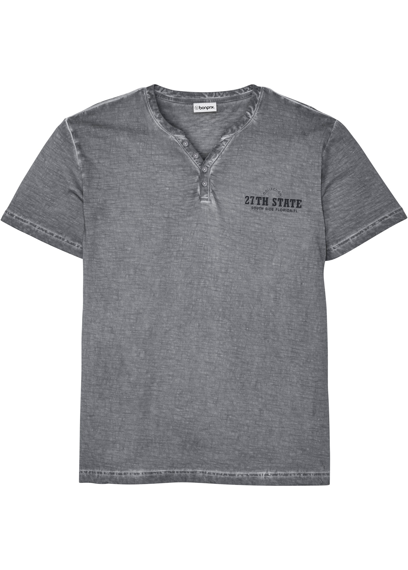 bonprix Henleyshirt Regular fit, Kurzarm, aus Baumwolle, Fade Out Look