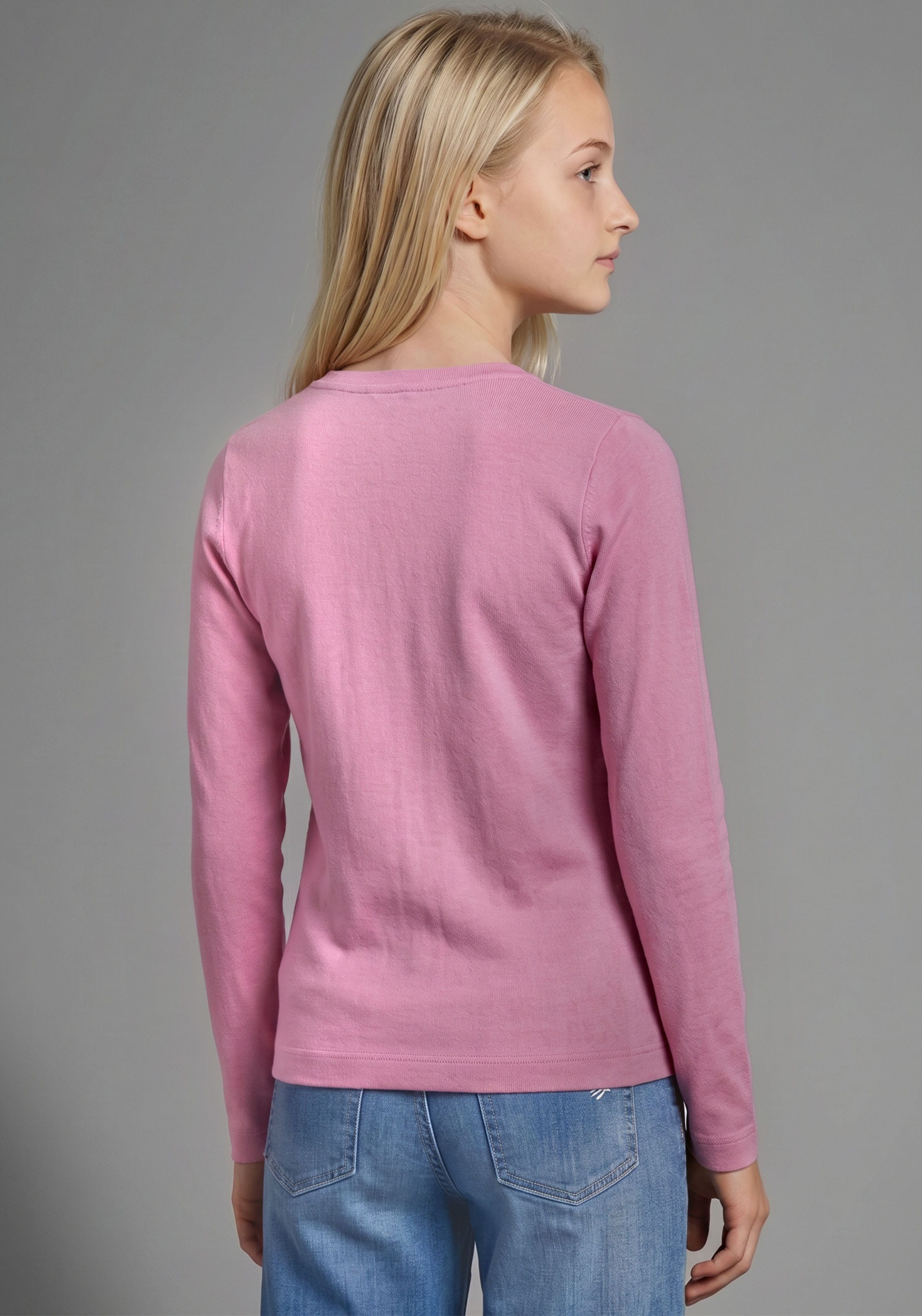 KIDSWORLD Langarmshirt »Slogan Shirt: HONESTLY« langärmlig, Basic-Stil, mit tiefem Rundhalsausschnitt