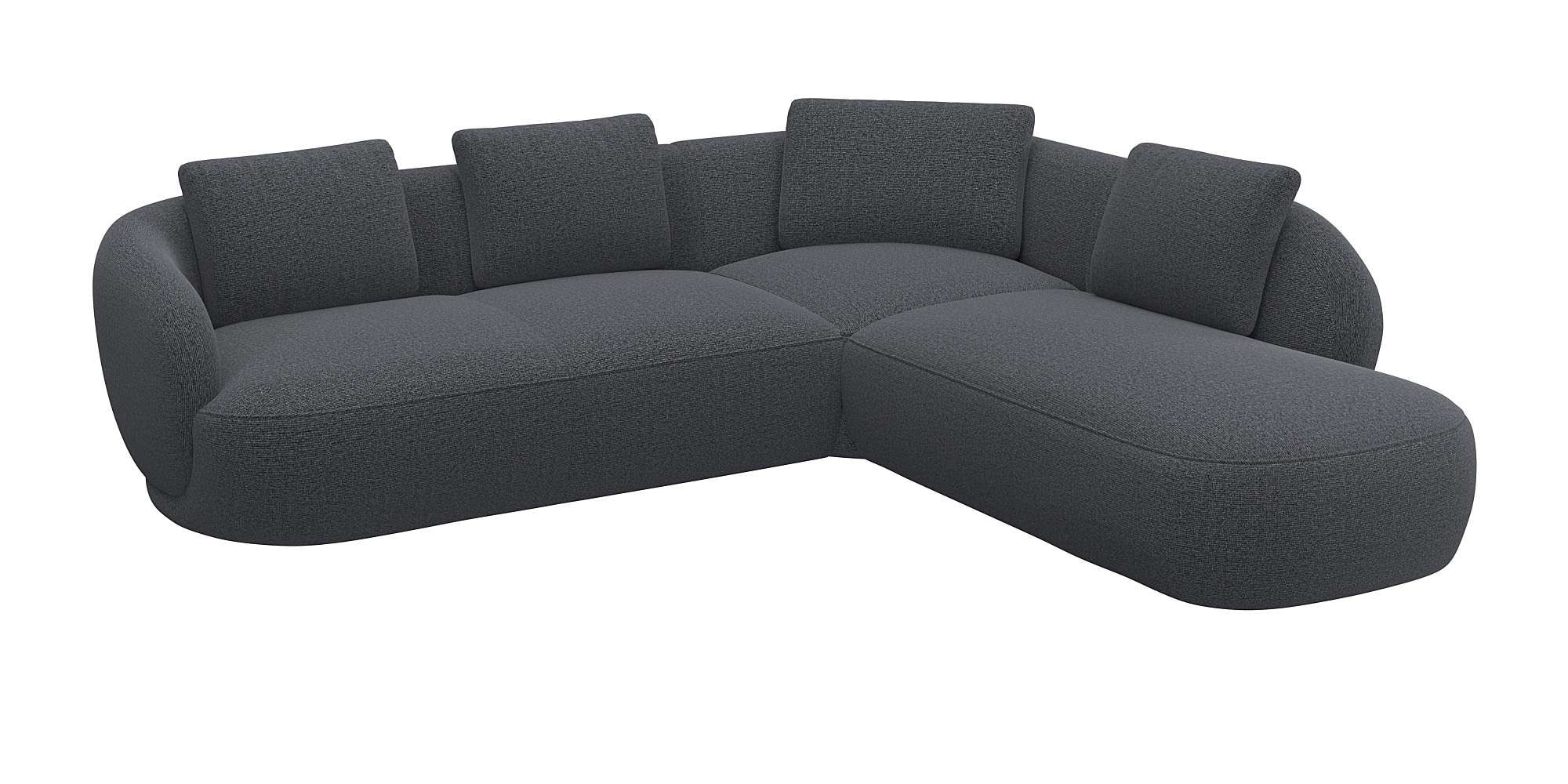 FLEXLUX Ecksofa »Torino, rund, L-Form, Sofa-Ecke mit Ottomane«, Modernes, organisches Sofa-Design, Kaltschaum, Wellenunterfederung