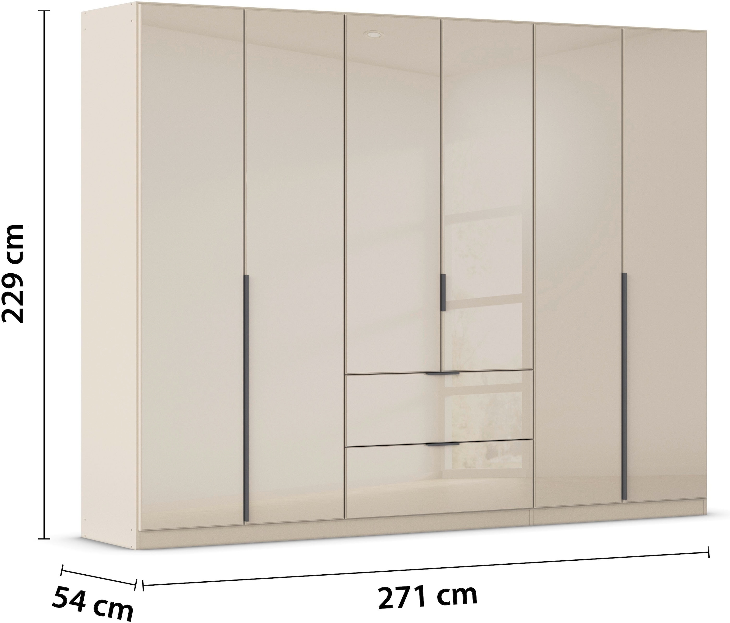 rauch Drehtürenschrank »Kleiderschrank Kleiderschränke Schrank Garderobe AGORDO mit Glasfront«, (in zwei Griff-Farben, Breiten 91-360 cm), mit Außenschubkästen, in 7 Breiten und 2 Höhen MADE IN GERMANY