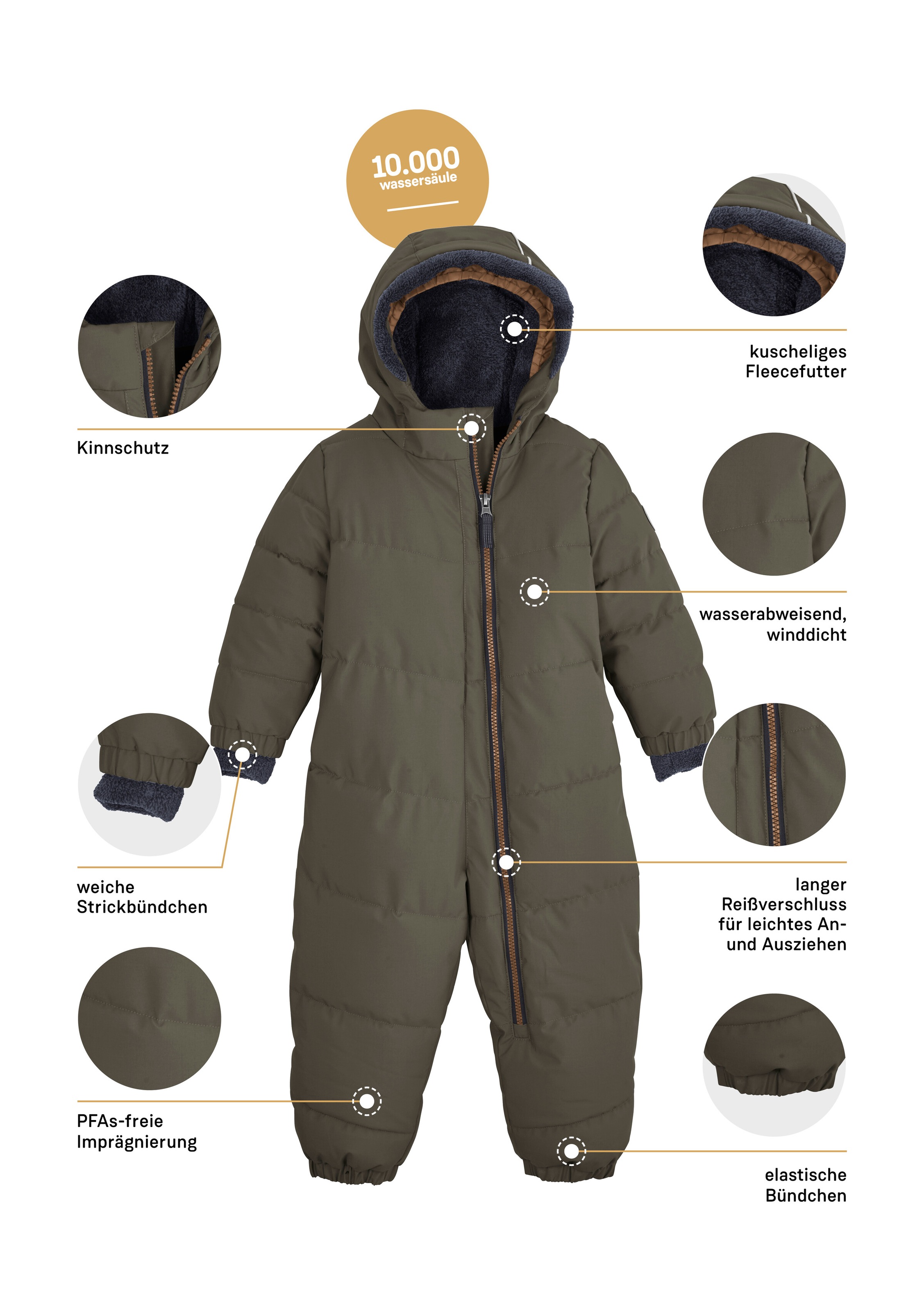 first instinct by killtec Overall »FIOW 20 MNS QLTD ONPC« Steppoverall mit Kapuze, 10.000 mm Wassersäule, Teddyfell innen