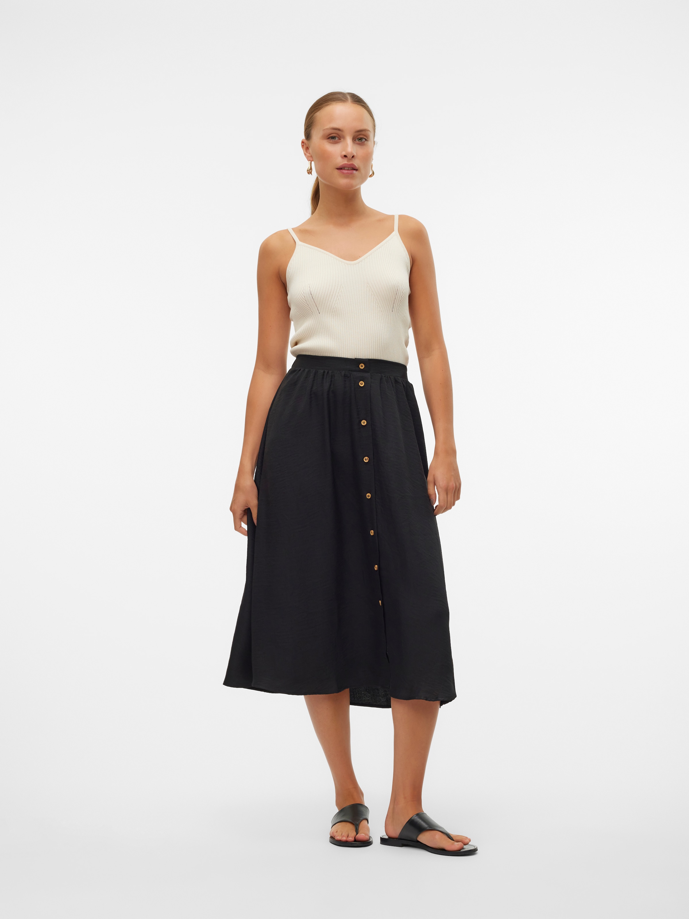 Vero Moda Maxirock »VMMELANEY HW BUTTON CALF SKIRT WVN NOOS«