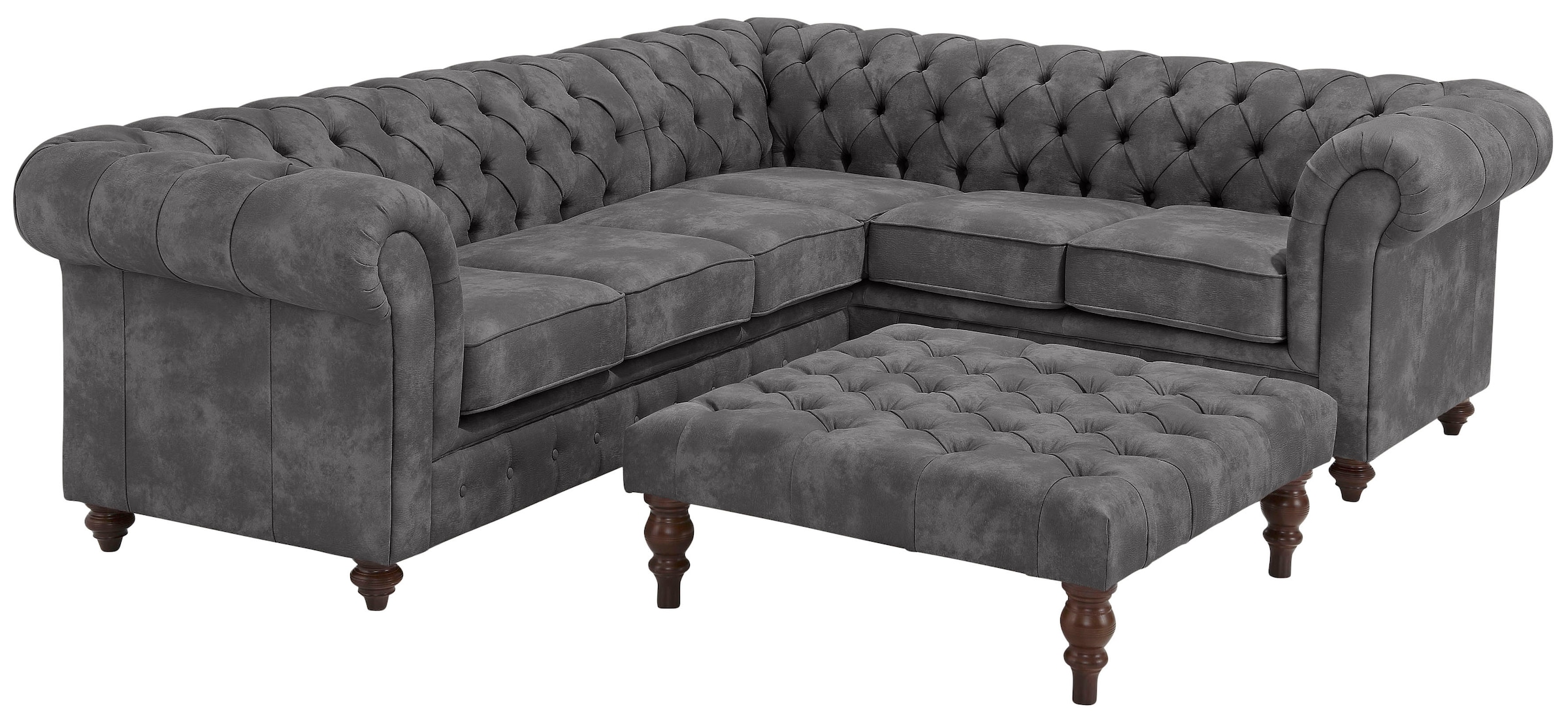 Home affaire Chesterfield-Sofa »Chesterfield Ecksofa, auch in Leder L-Form«, hochwertige Knopfheftung, langer Schenkel links oder rechts wählbar