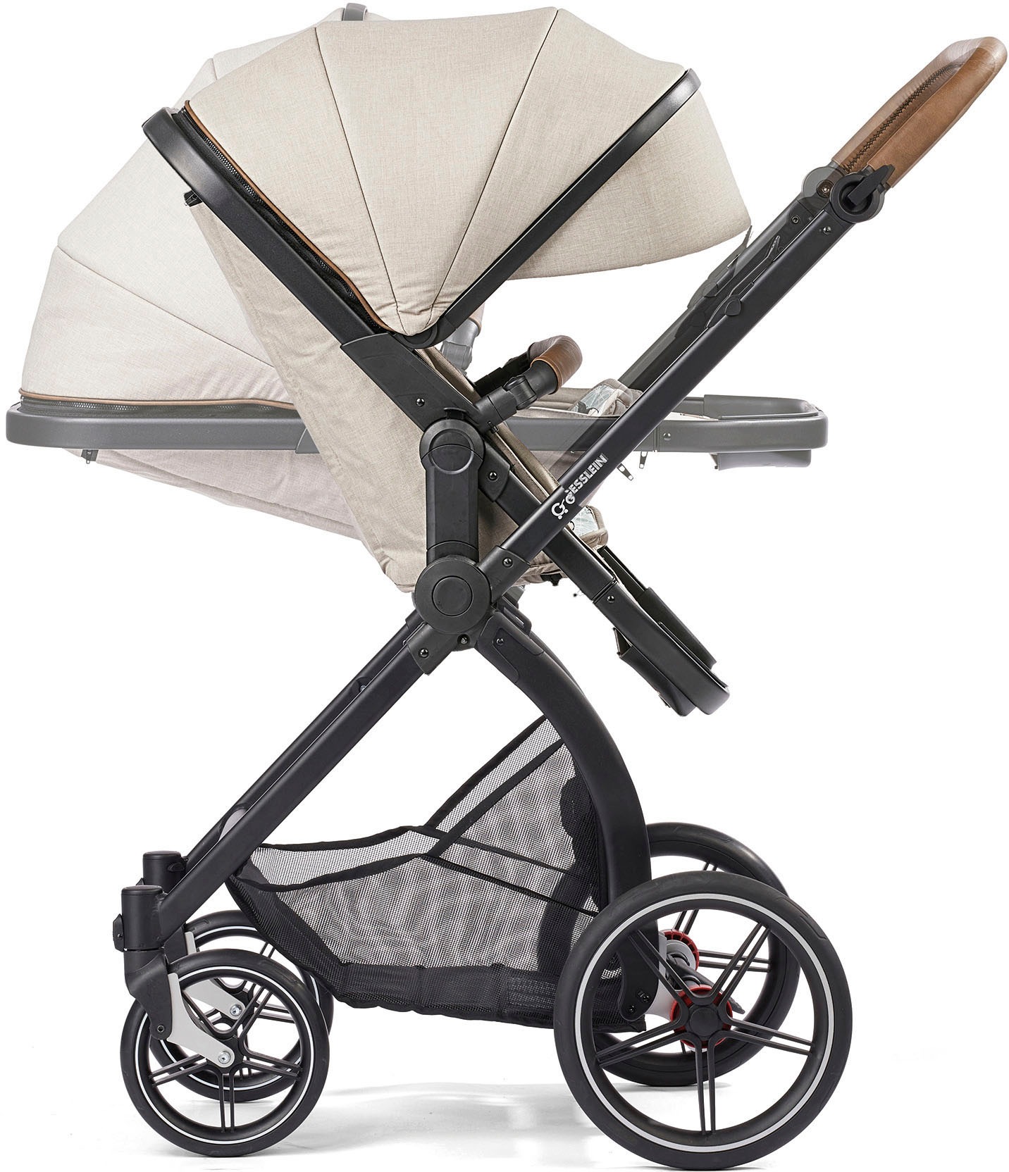 Gesslein Kombi-Kinderwagen »FX4 Soft+ mit Aufsatz Life, schwarz/cognac, dark olive«, mit Babywanne C3 und Babyschalenadapter