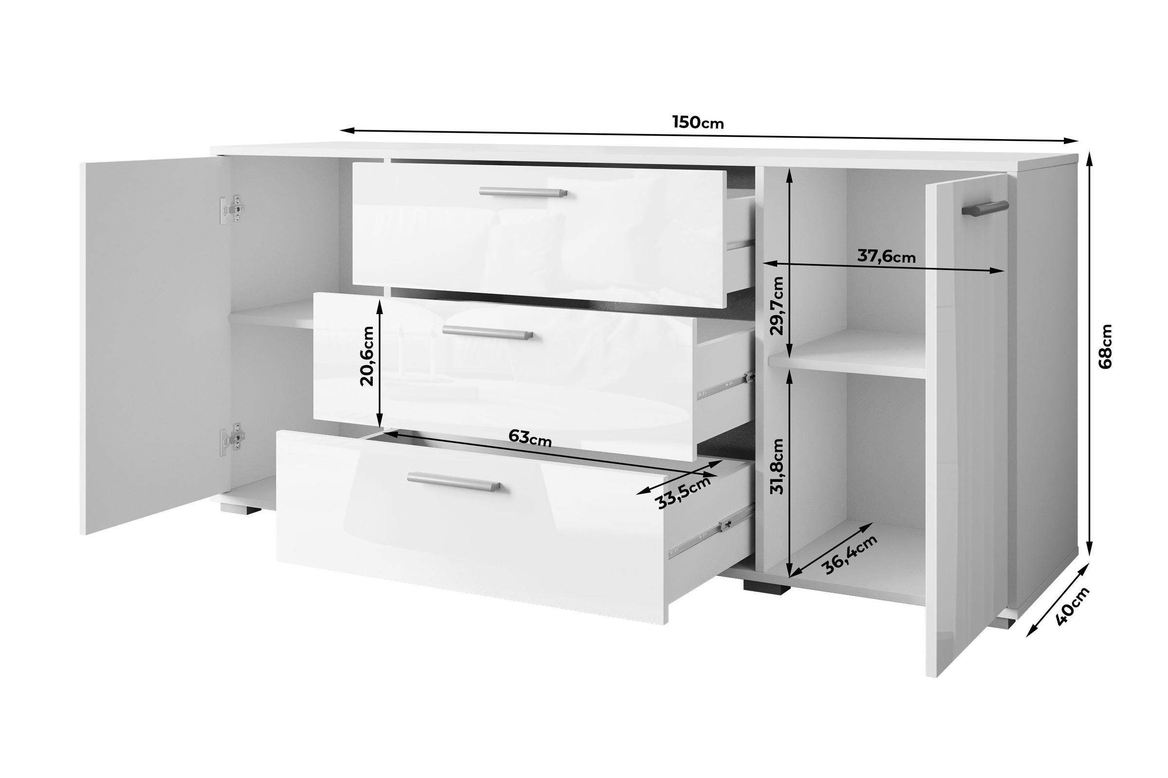 INOSIGN Sideboard »BOGOTA«, moderne Kommode, Schubladenschrank mit verstellbaren Einlegeböden
