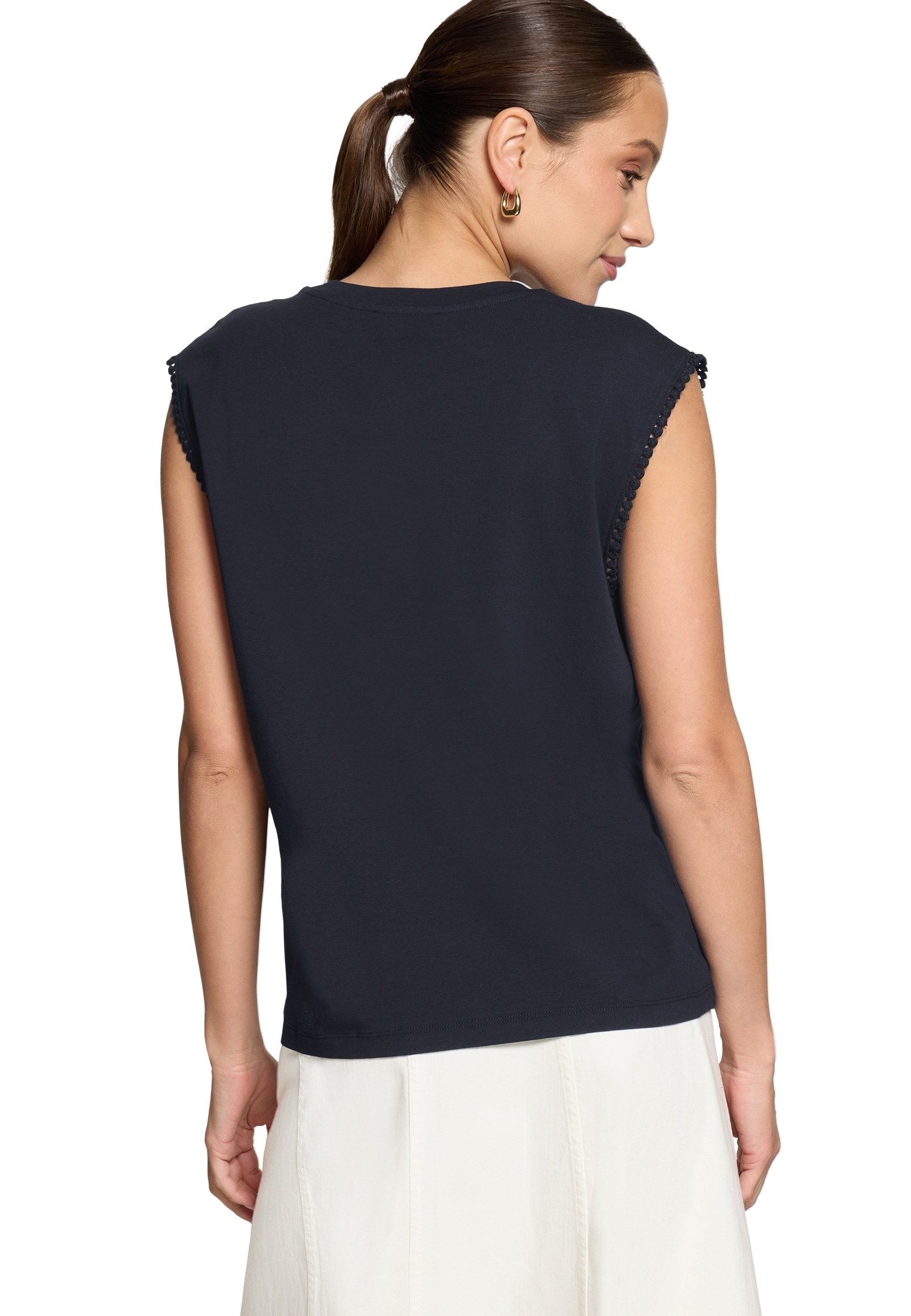 Zero Shirttop »Rundhals-Shirt mit Schmuckkanten«