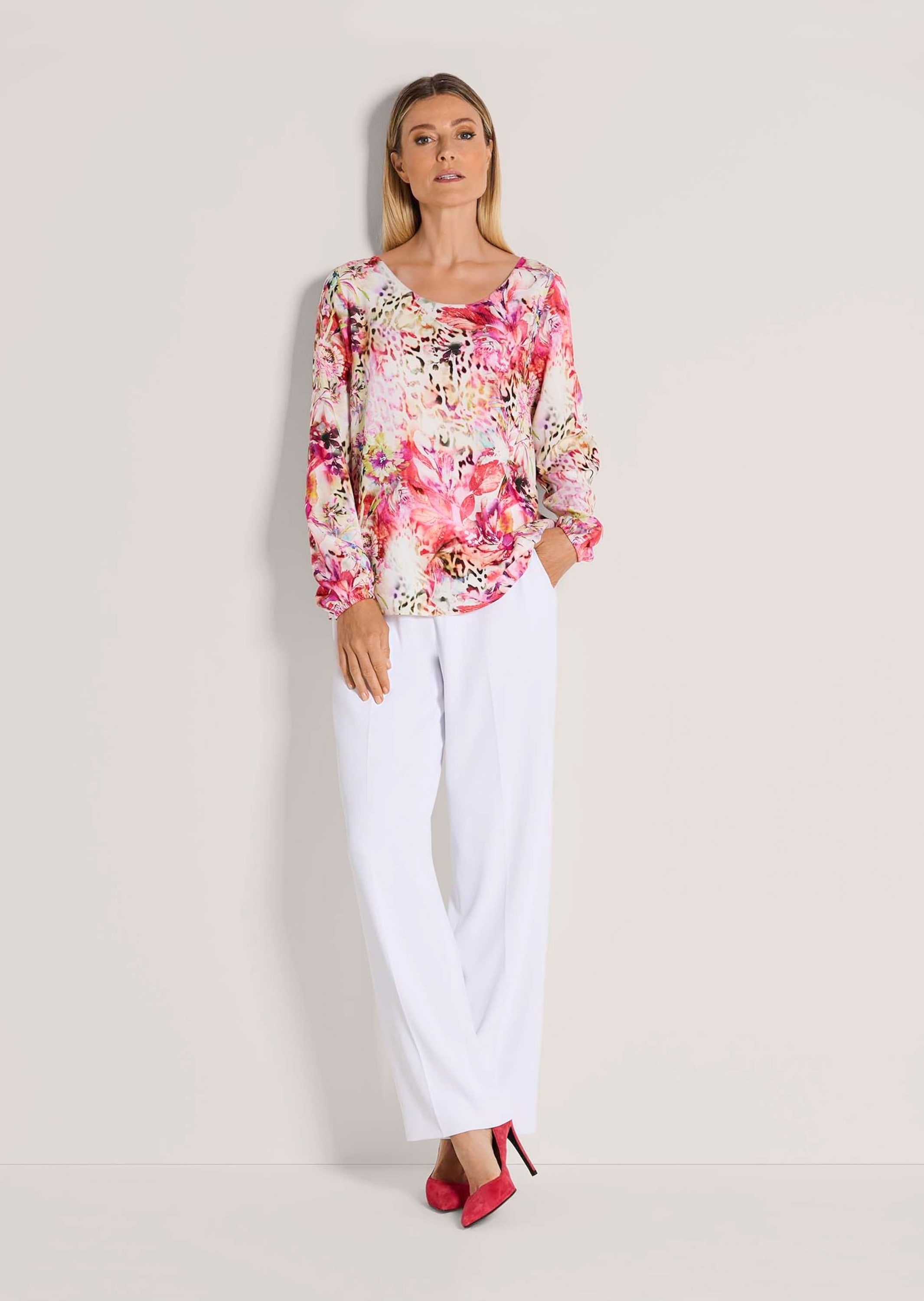 MADELEINE Langarmbluse »Bluse Druckbluse mit Leo- und Blumenmuster«