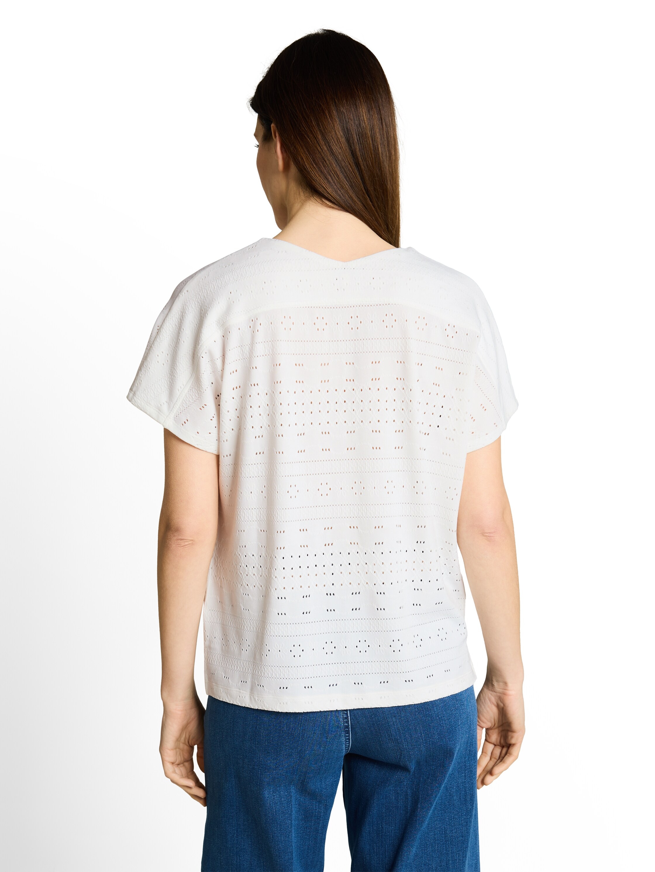 TOM TAILOR V-Shirt im Loch/Häkel-Design