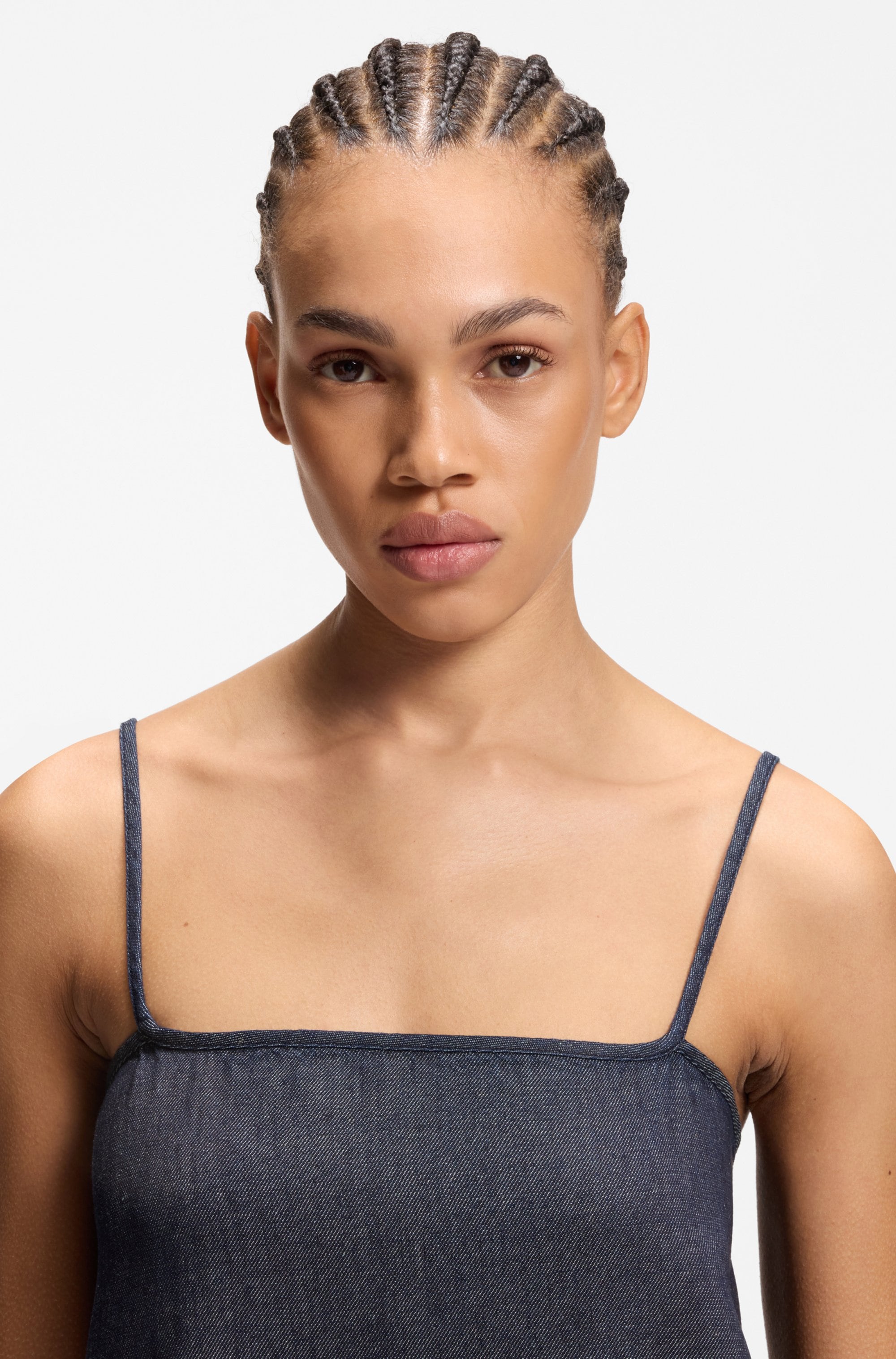 HUGO Blue Minikleid »Kabati« im Denim-Look, abgesenkter Saum