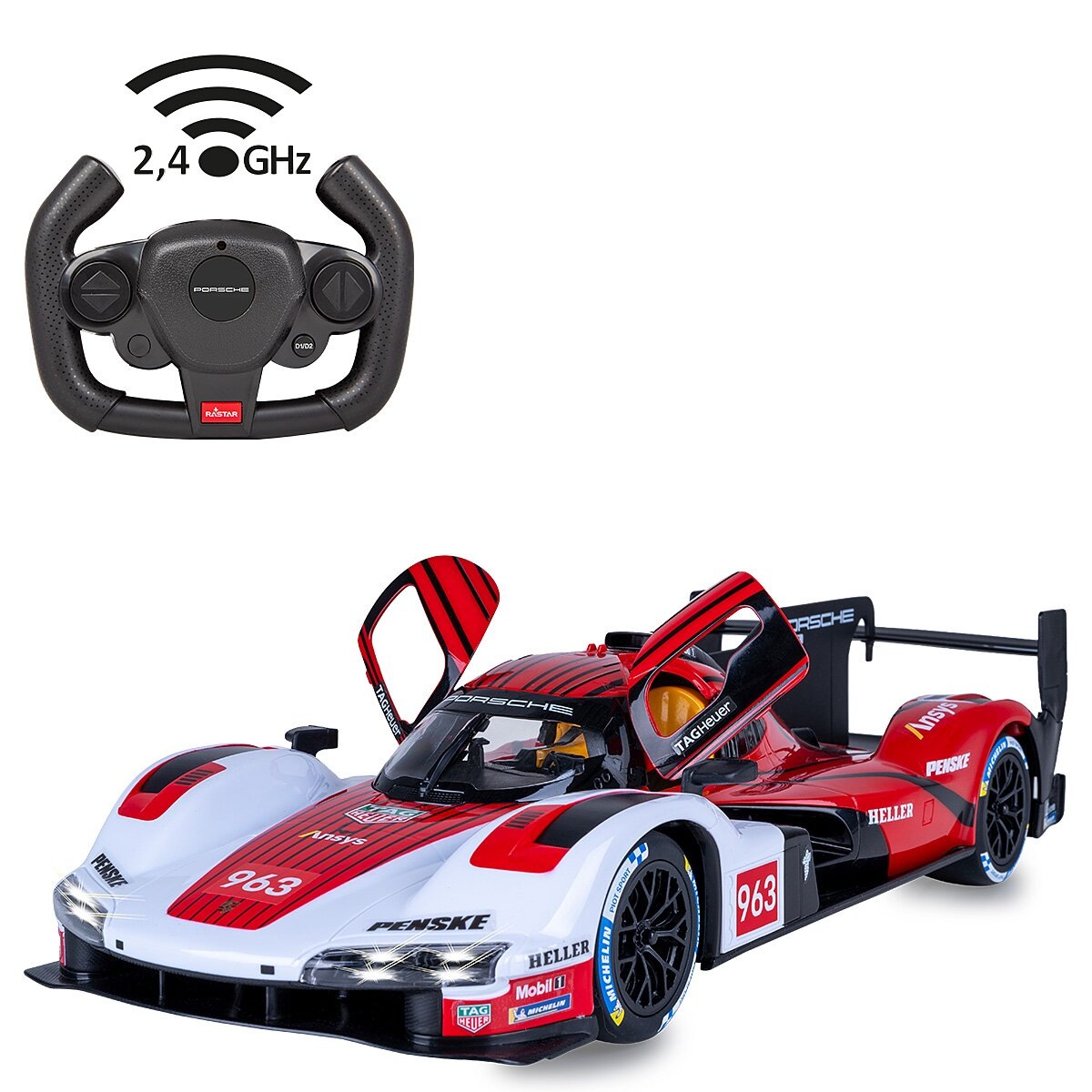 Jamara RC-Auto »Porsche 963 LMDH 1:14 rot 2,4GHz Tür manuell«
