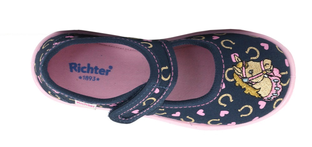 Richter Hausschuh, Klettschuh, Kindergarten Schuh mit süßem Print