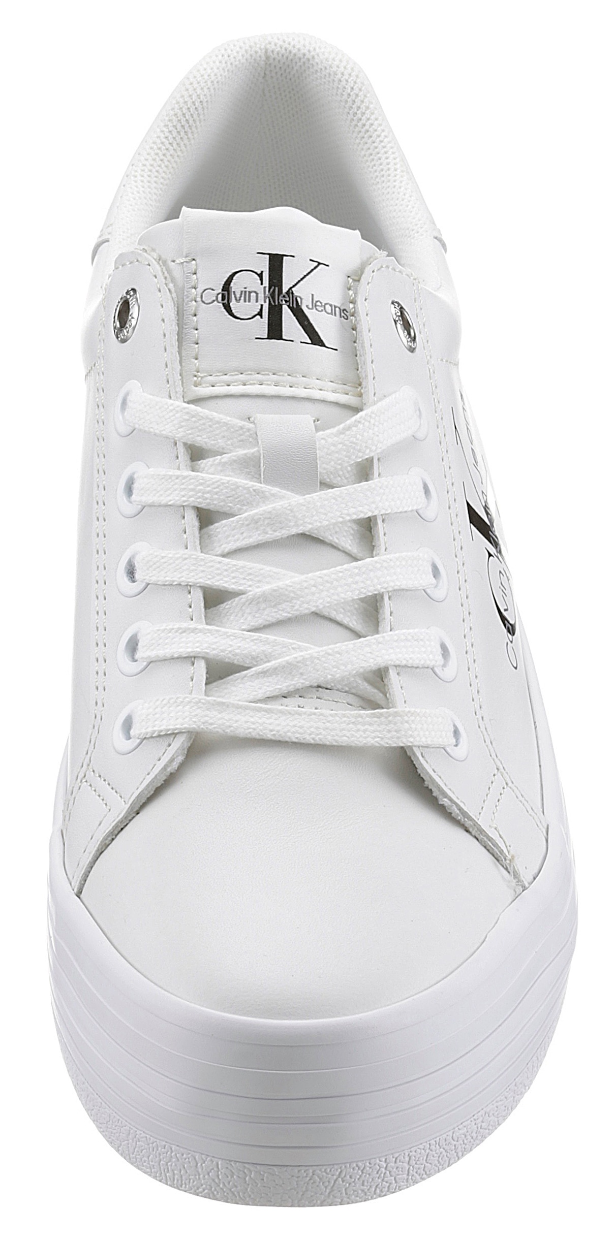 Calvin Klein Jeans Plateausneaker »VULC FLATFORM LACEUP LOW LTH«, weicher Schaftrandpolsterung, Freizeitschuh, Halbschuh, Schnürschuh