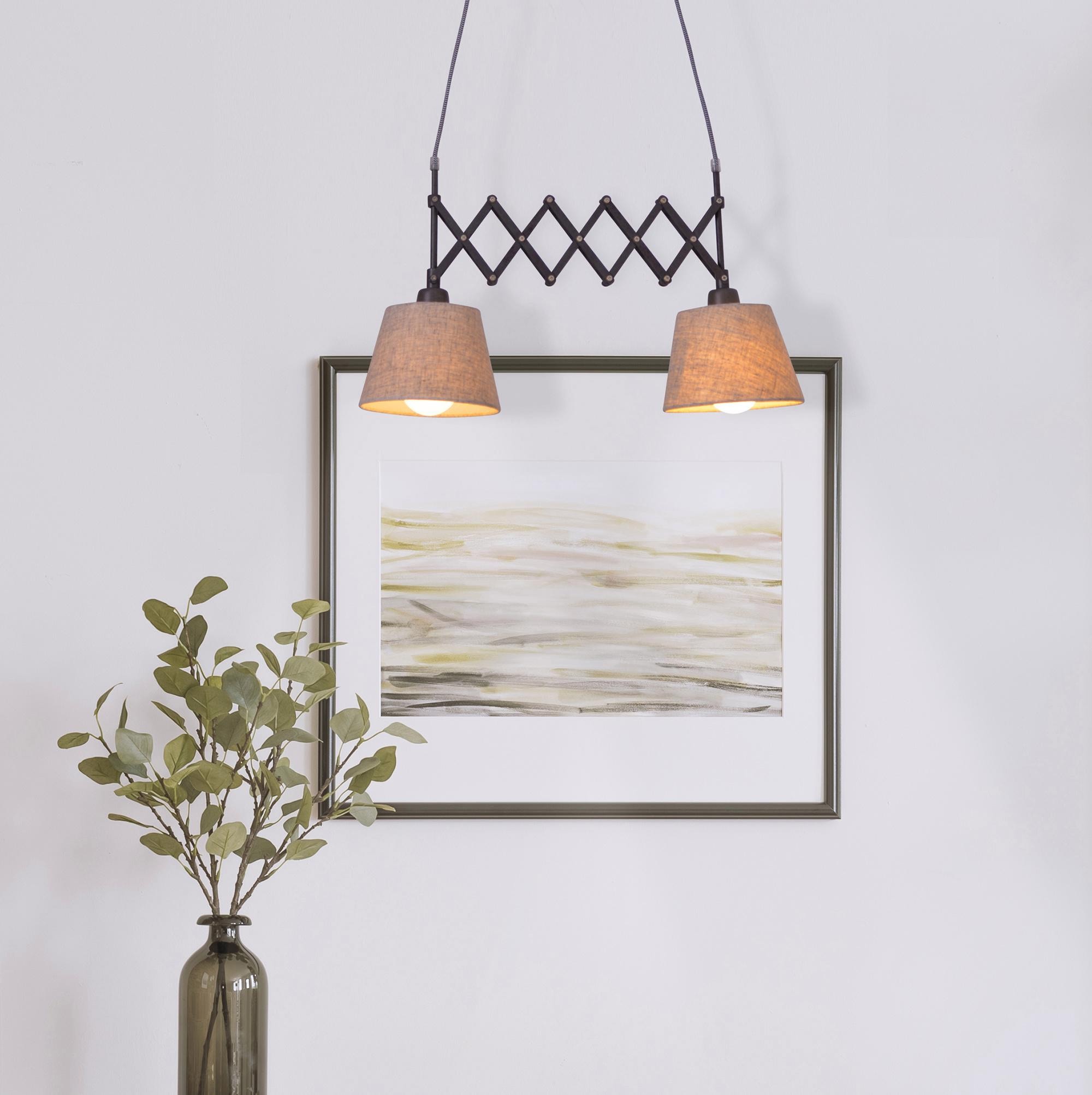 näve Pendelleuchte »ADRIENNE«, 2 flammig, Leuchtmittel E27 | ohne Leuchtmittel, E27 max. 40W, breite verstellbar: 38-70cm, natur/braun