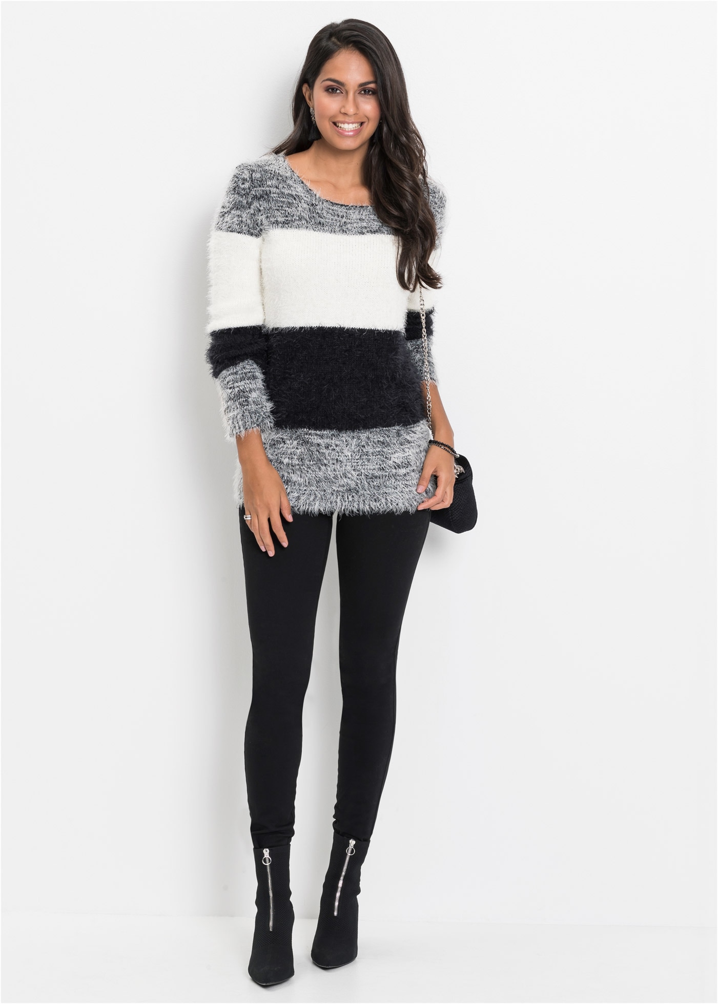 bonprix Strickpullover »Grobstrick-Pullover« aus Effekt-Garn, Grobstrick, bequeme Passform, eleganter Stil