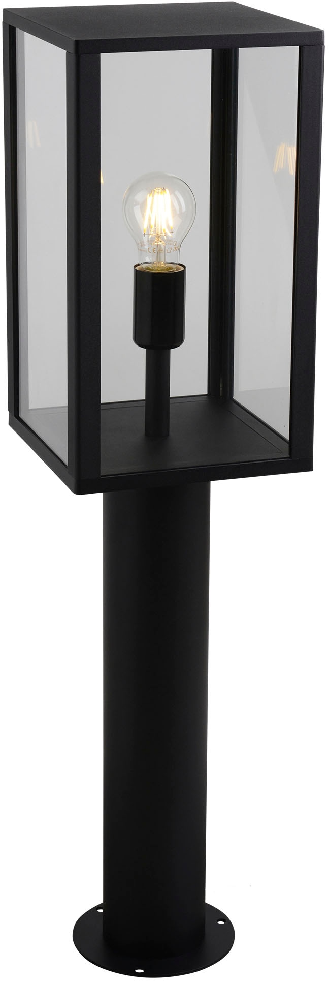 E27 schwarz Sockelleuchte, 1x flammig-flammig, Außen-Stehlampe eckig, OTTO bei »AILA«, Aluminium, 1 exkl. online 60W, näve Glas,
