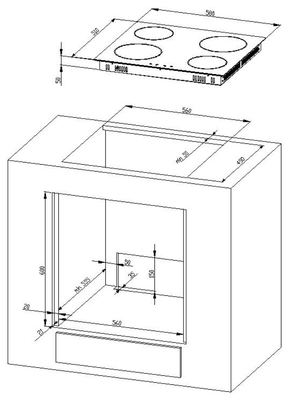 KOCHSTATION Küchenzeile »KS-Mailand« mit E-Geräten, ohne Mikrowelle, Breite 280 cm