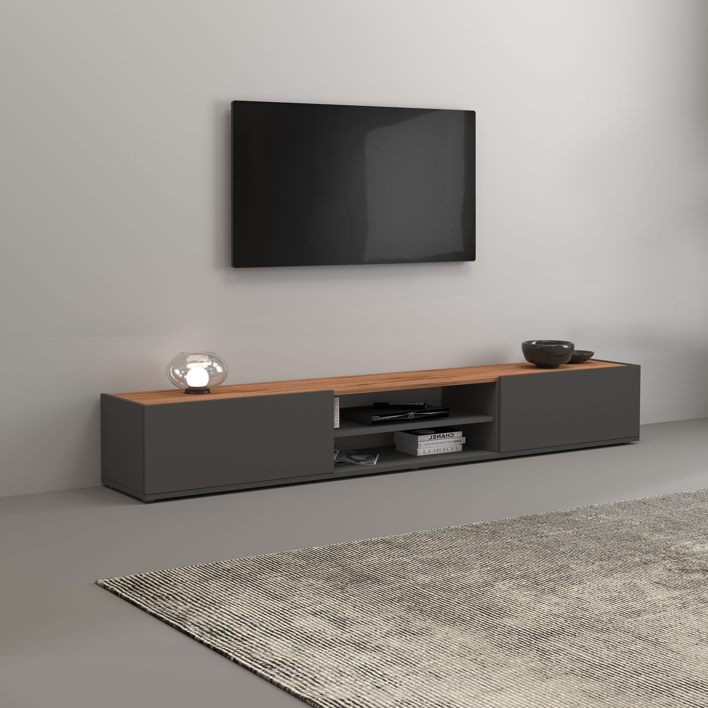 INOSIGN Lowboard »Garda,Lowboard,TV-Kommode,TV-Möbel,TV-Bank«, stehend und hängend mit 2 Klappen, 1 Einlegeboden, Breite 210 cm
