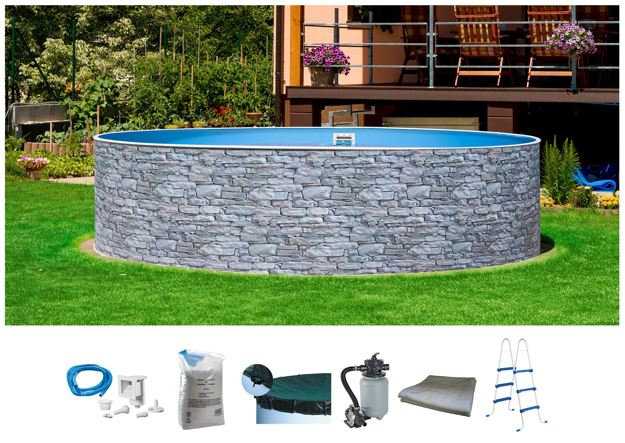 MyPool Rundpool, (Set), 7-tlg., ØxH: 460x110 cm