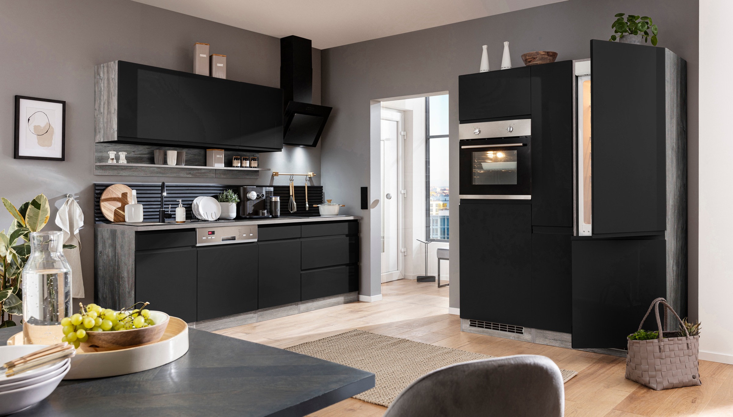 KOCHSTATION Küchenzeile »KS-Virginia«, Breite 390 cm, mit Glaskeramik-oder Induktionskochfeld