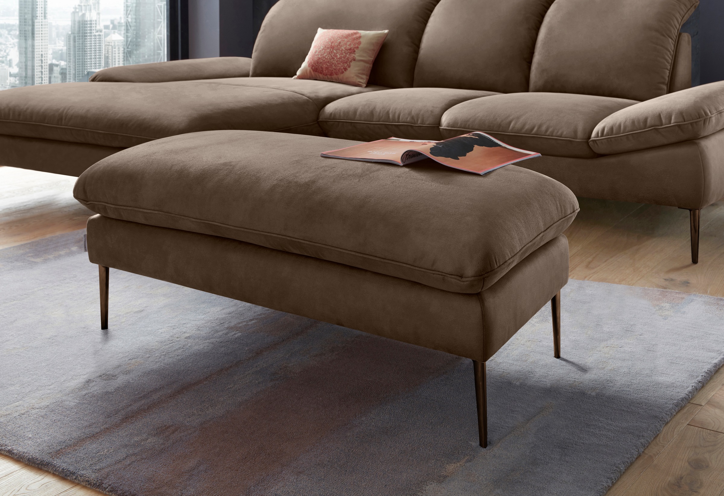 W.SCHILLIG Hocker »enjoy&MORE«, Füße bronze pulverbeschichtet, Breite 106 cm