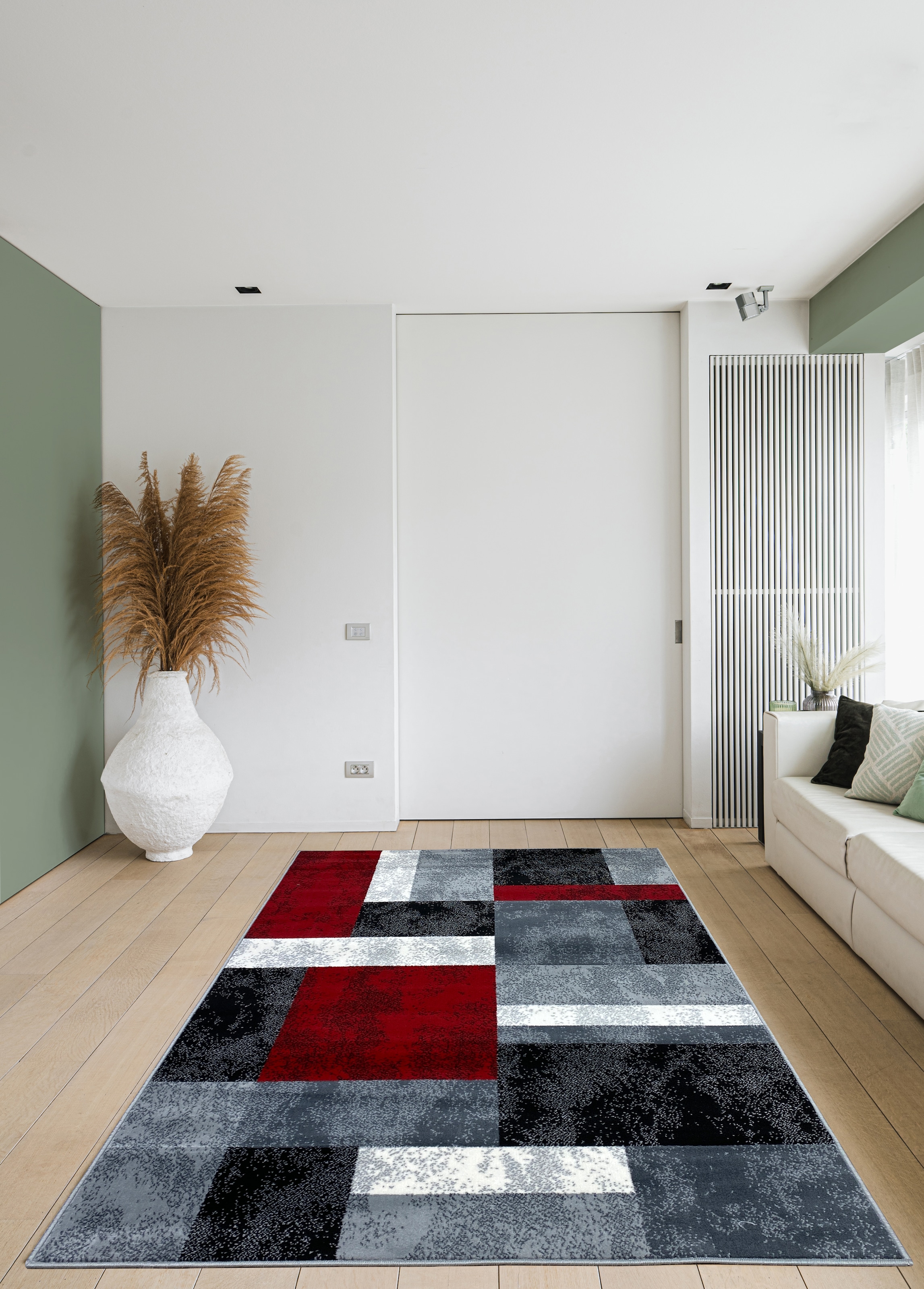 my home Teppich »Lenn«, rechteckig, weich, Kurzflor, modernes Karo-Design
