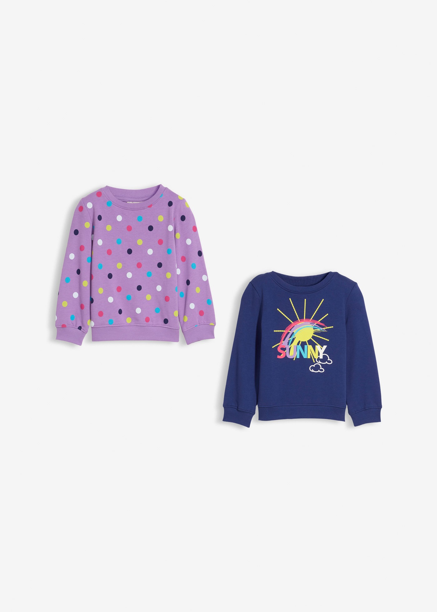 bonprix Sweatshirt »Sweatshirt aus reiner Baumwolle (2er Pack)«, 2 Stk. Regular Fit, Casual Stil, aus Baumwolle, strapazierfähig
