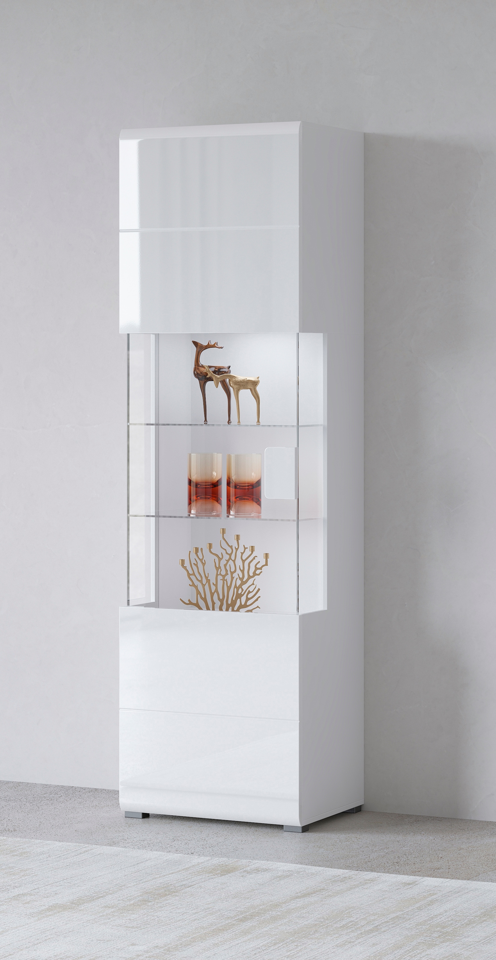 Vitrine »Toledo,Höhe 204 cm trendige Glasvitrine mit dekorative Fräsungen«,...