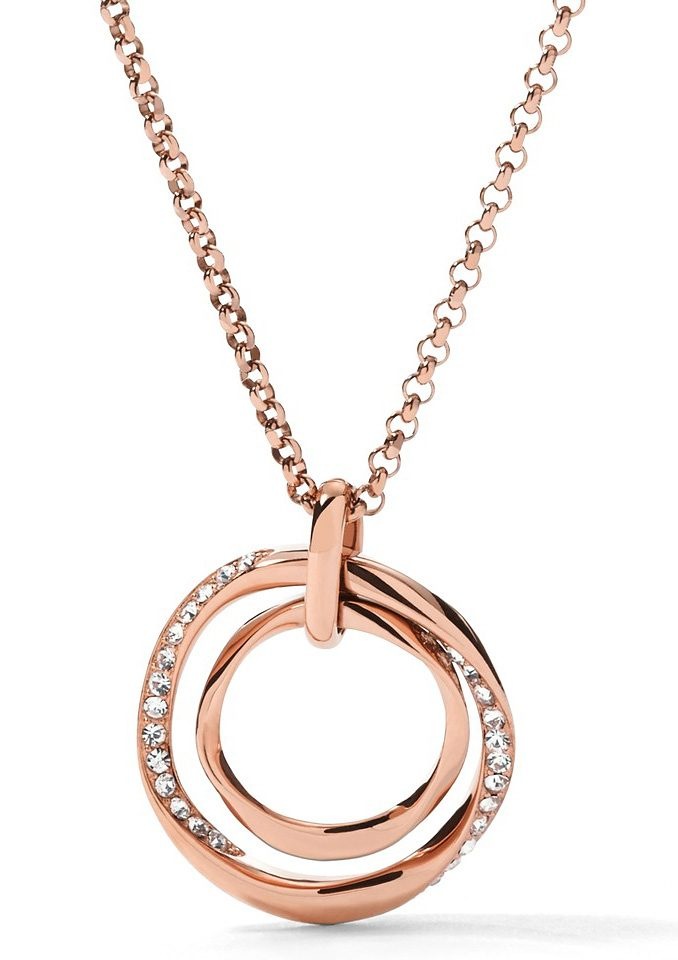 Fossil Kette mit Anhänger, mit Glassteinen