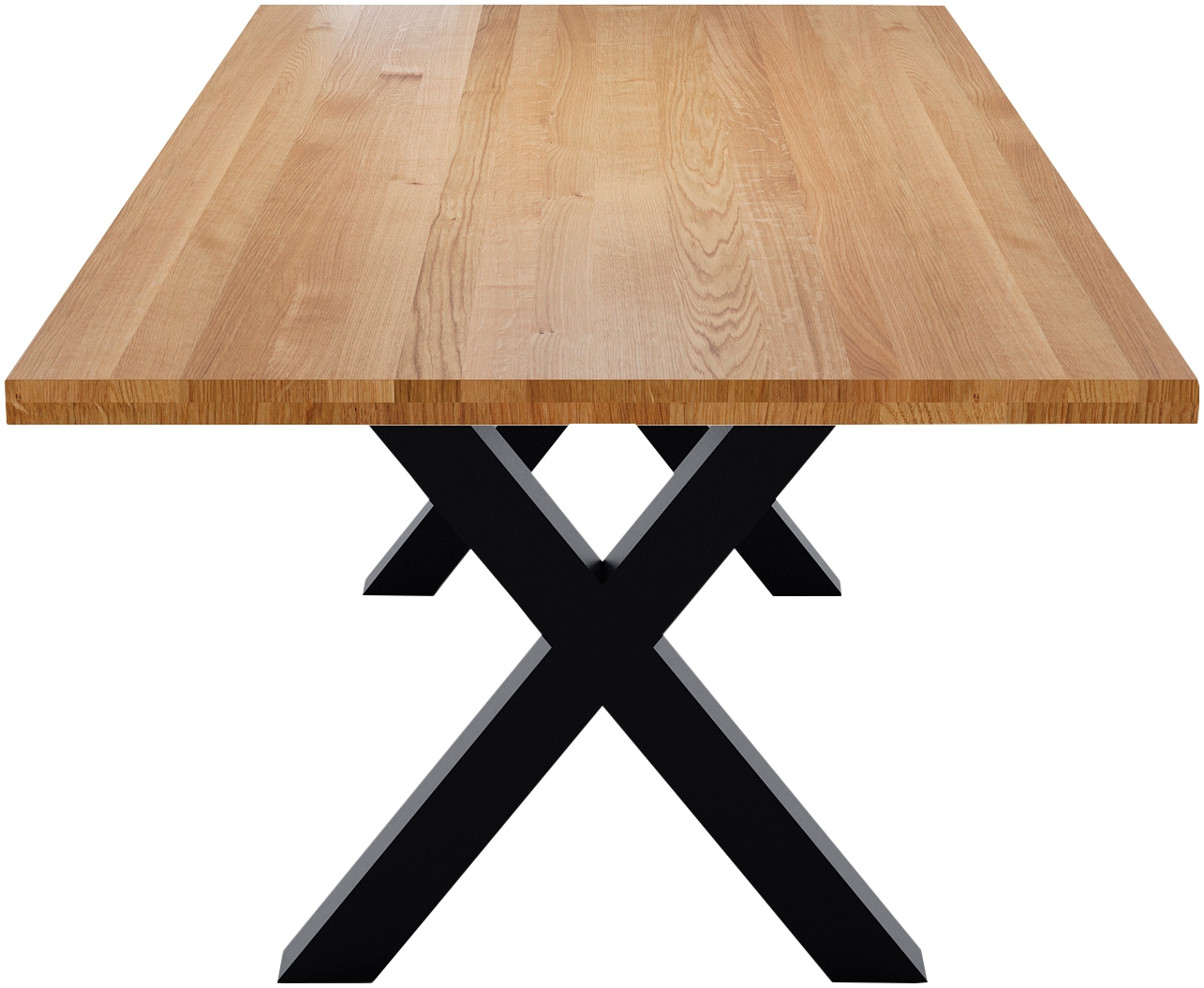 massivline&more Esstisch »Jakarta, Küchentisch, Tisch, Esstisch, Holztisch«, (2 St.), Platte massiv, Gestell Metall pulverbeschichtet schwarz