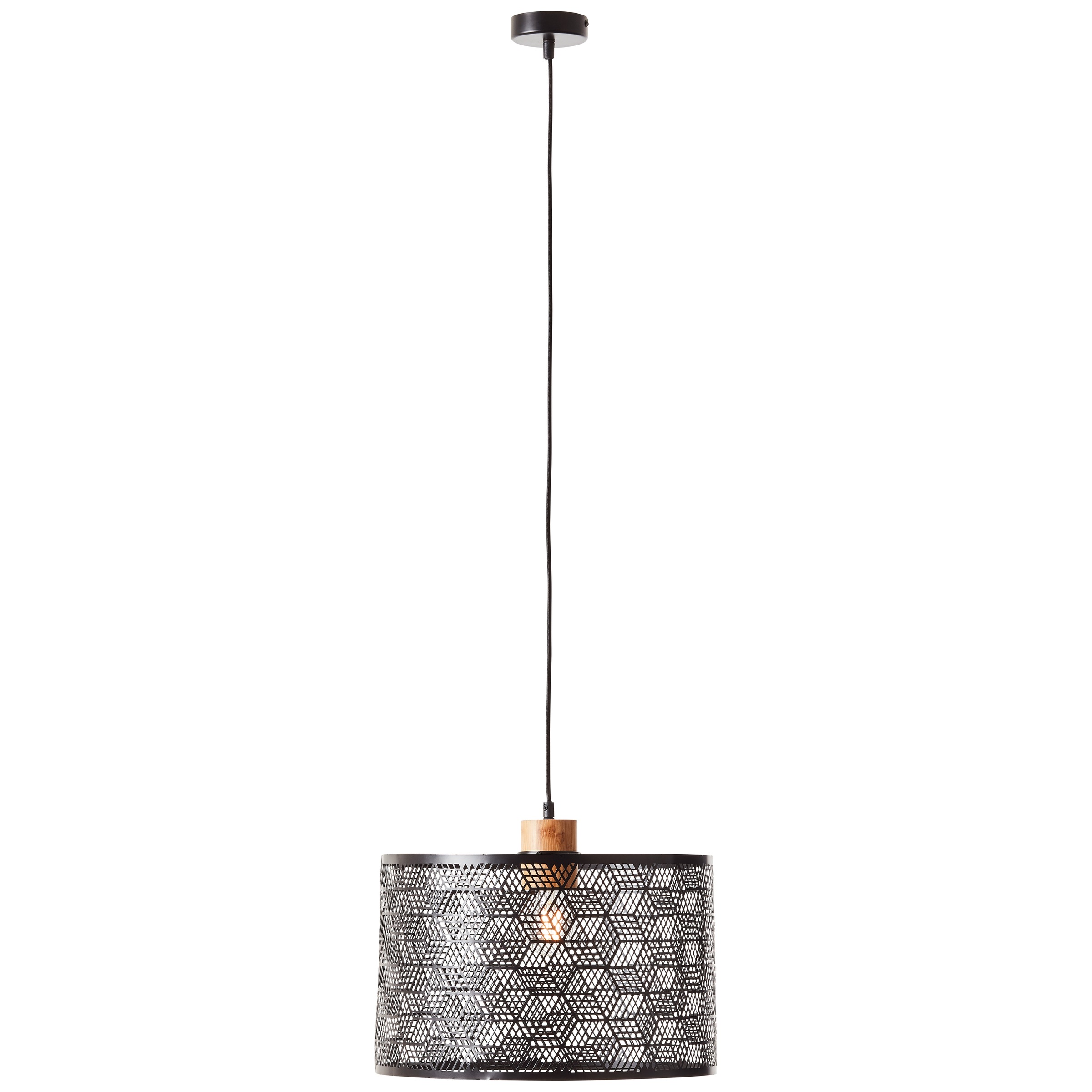 Brilliant Pendelleuchte »Santy«, 1 flammig, Leuchtmittel E27 | ohne Leuchtmittel, 120 x 39 cm, E27, kürzbar, Metall/Bambus, schwarz/natur