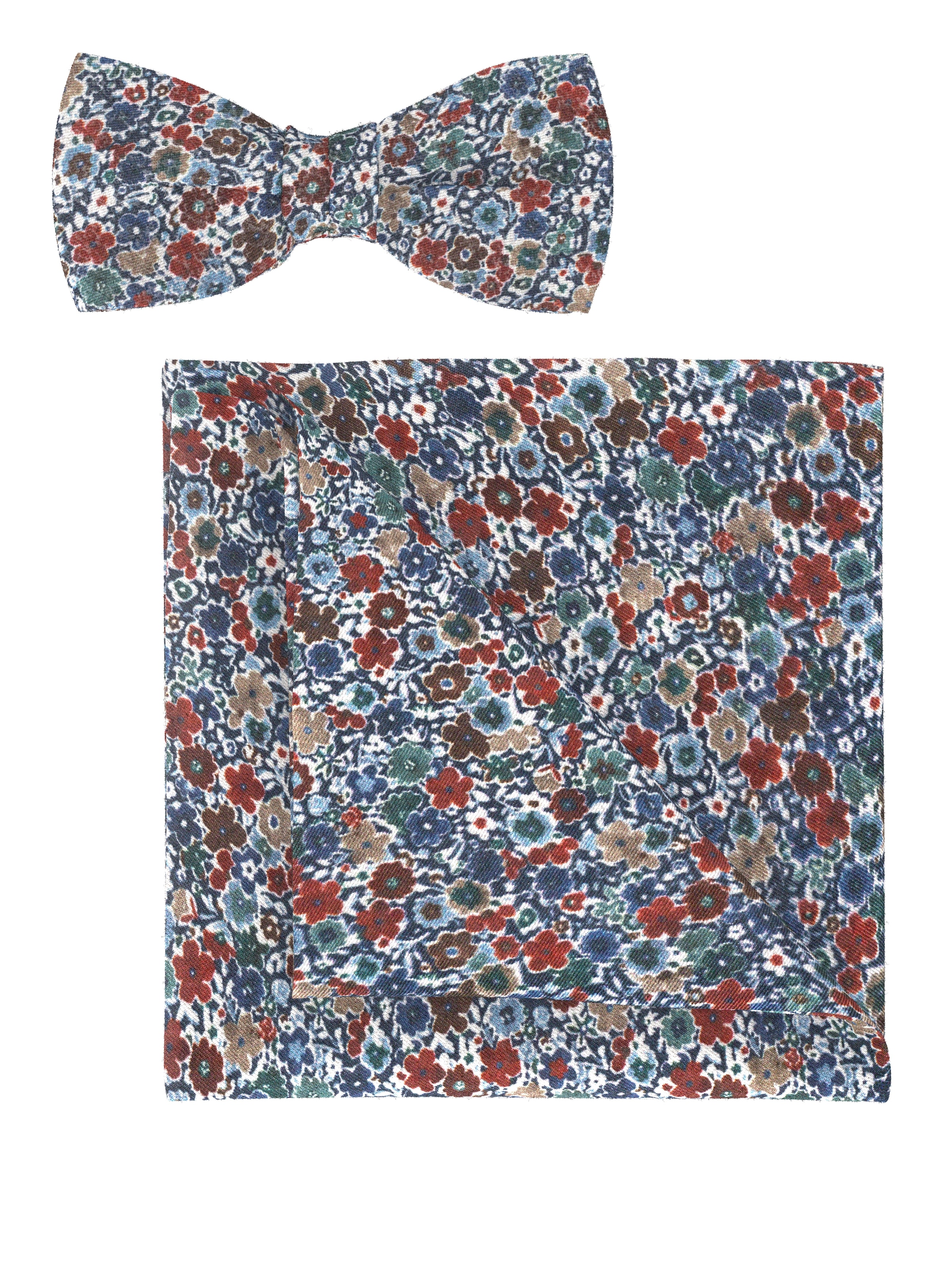 Olymp Herren Fliege Set, 2 Stk. tlg. Set Fliege und Einstecktuch in blau