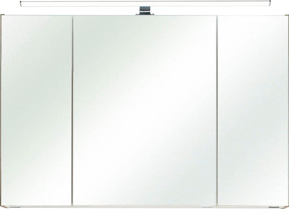 Saphir Spiegelschrank »Quickset Badschrank, 3 Spiegeltüren, 6 Einlegeböden, 105 cm breit«, inkl. LED-Beleuchtung, Türdämpfer, Schalter-/Steckdosenkombination