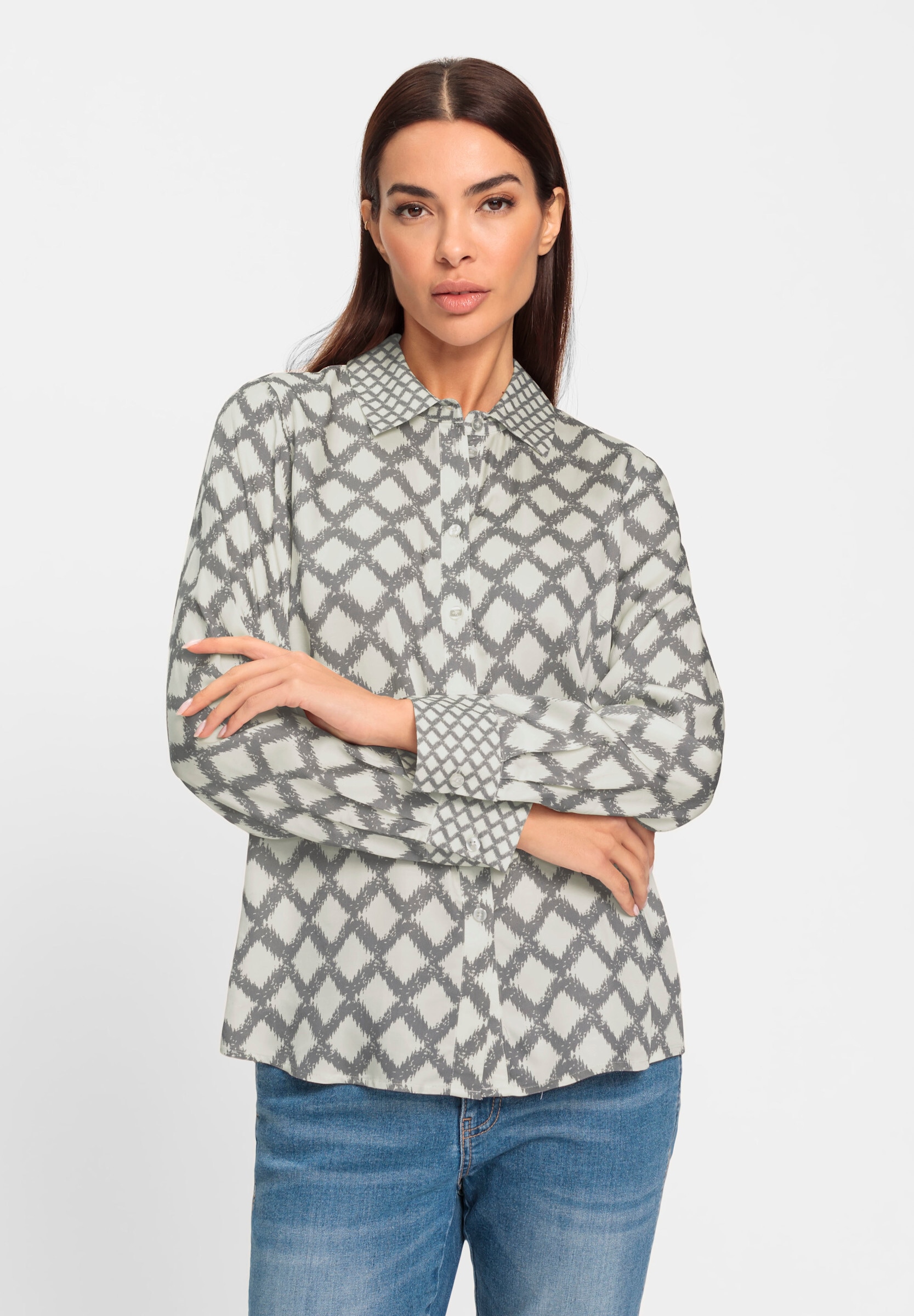 heine Hemdbluse »Druck-Bluse Hemdbluse mit Rautenmuster«