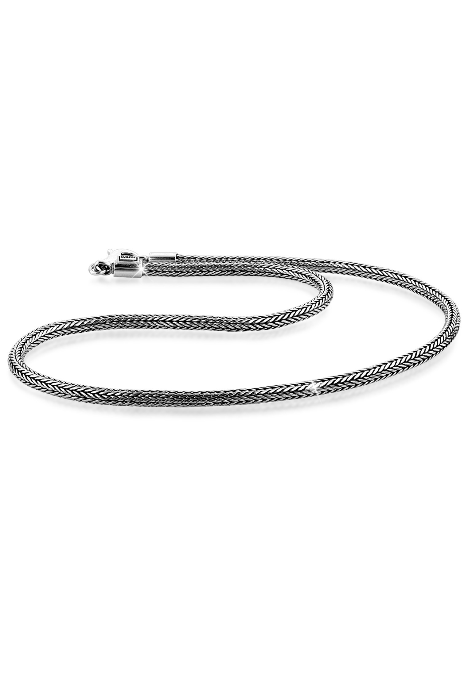Kuzzoi Silberkette »Männer Zopf Schlangenkette 4mm Oxidiert 925 Silber«