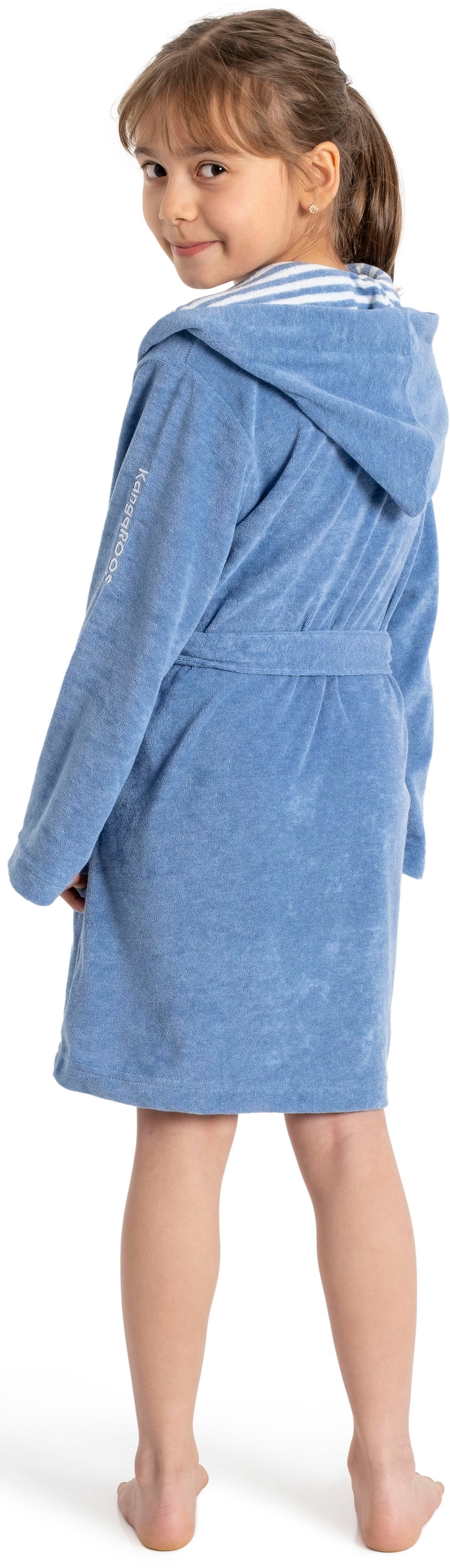 KangaROOS Kinderbademantel »Dalia, Ideal für Zuhause, Schwimmbad oder im Urlaub« 1 Stk. Uni-Farben mit Streifen
