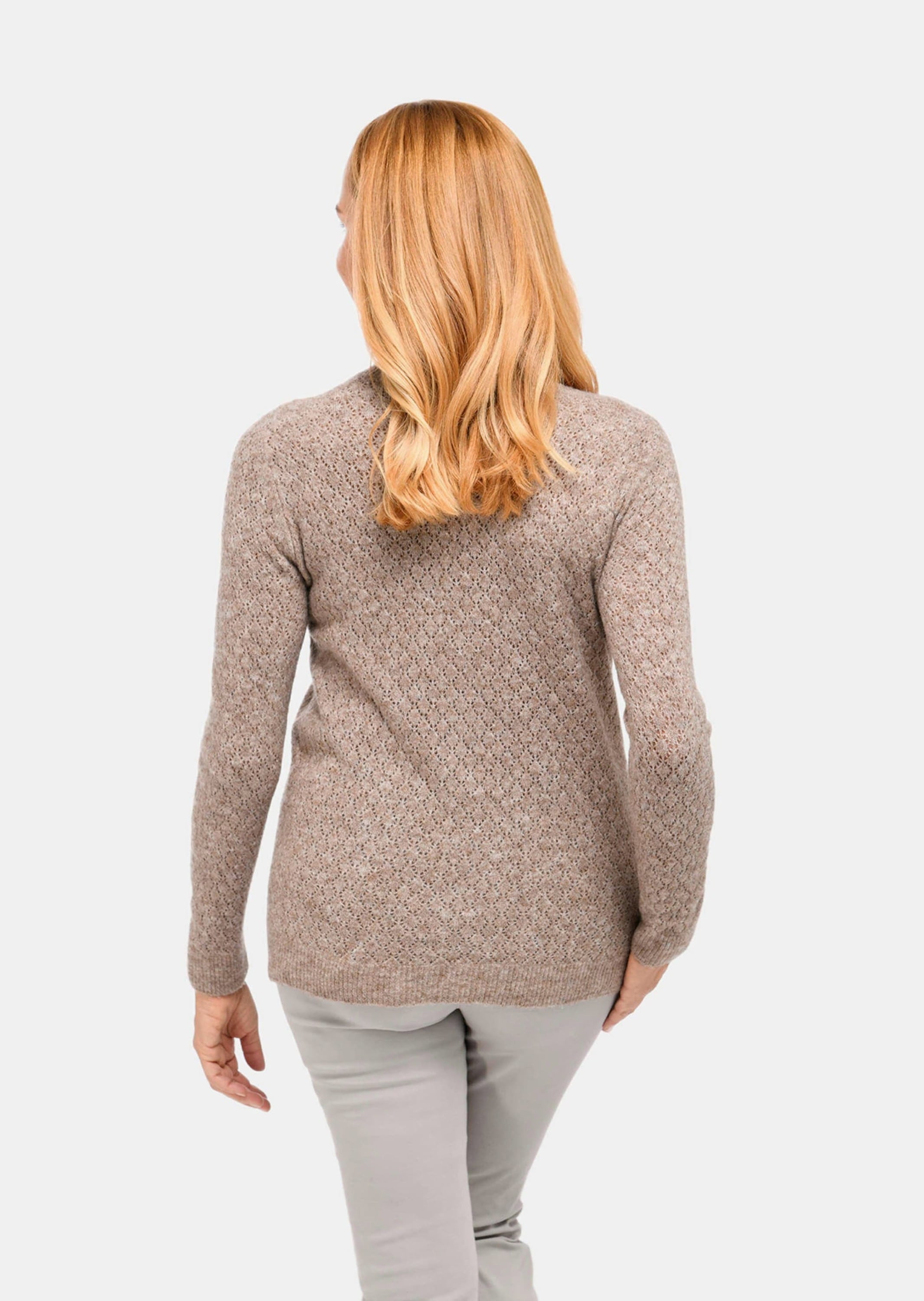 GOLDNER Strickpullover »Femininer Ajourpullover aus hochwertigem Melange-Garn«