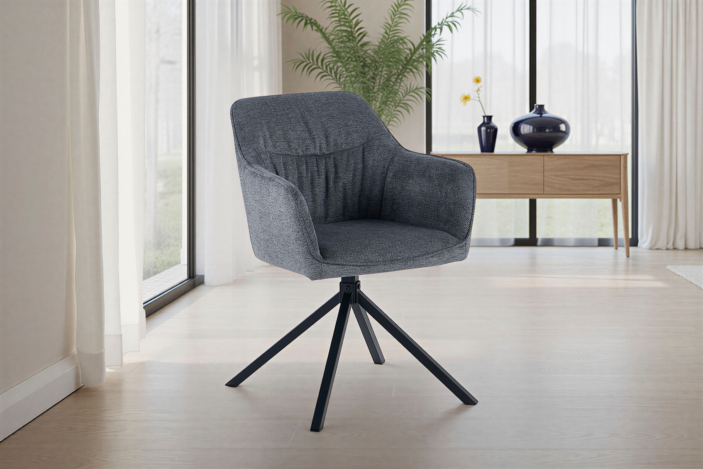 OTTO home Esszimmerstuhl »Turin« (Set) 2 Stk.moderner Stuhl, 360 Grad drehbar, mit hochwertigem Strukturstoff